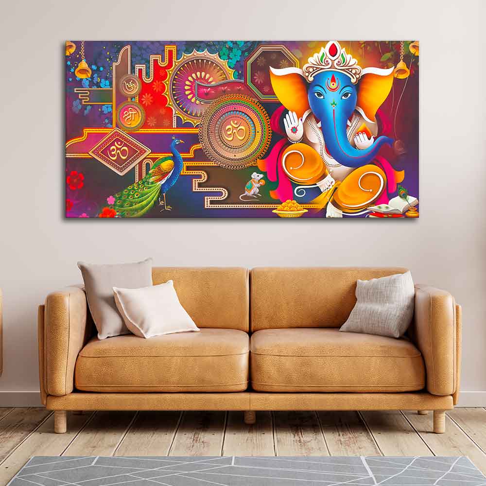 Spiritual God Ganesha Canvas Wall Painting - Image 2