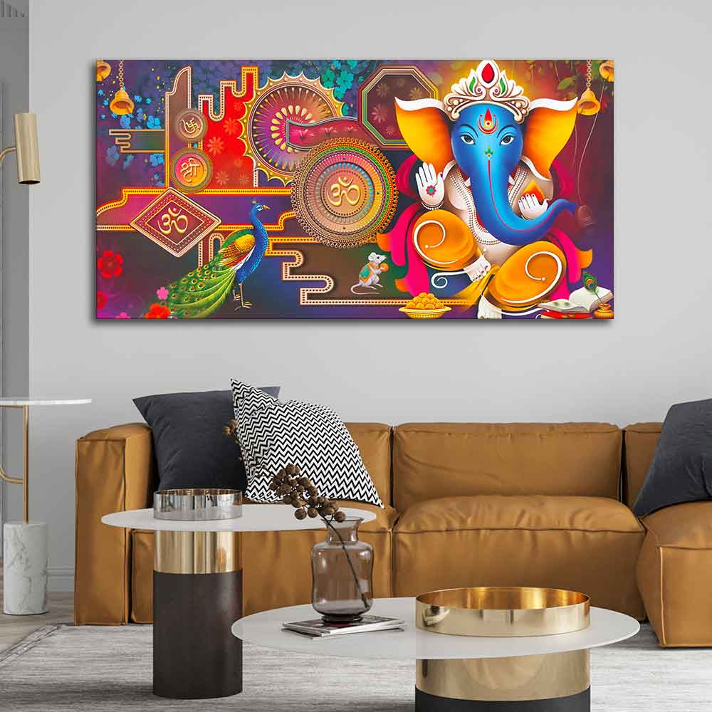 Spiritual God Ganesha Canvas Wall Painting - Image 3