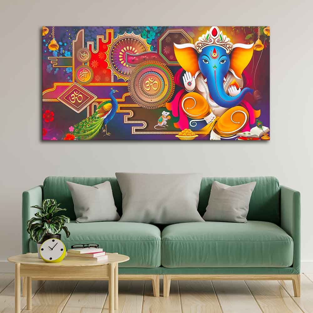 Spiritual God Ganesha Canvas Wall Painting - Image 4