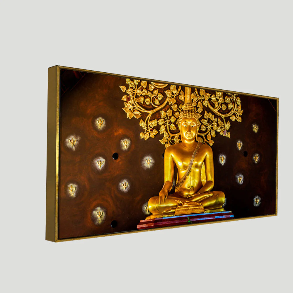 Spiritual Golden Gautam Buddha Canvas Wall Painting - Image 5