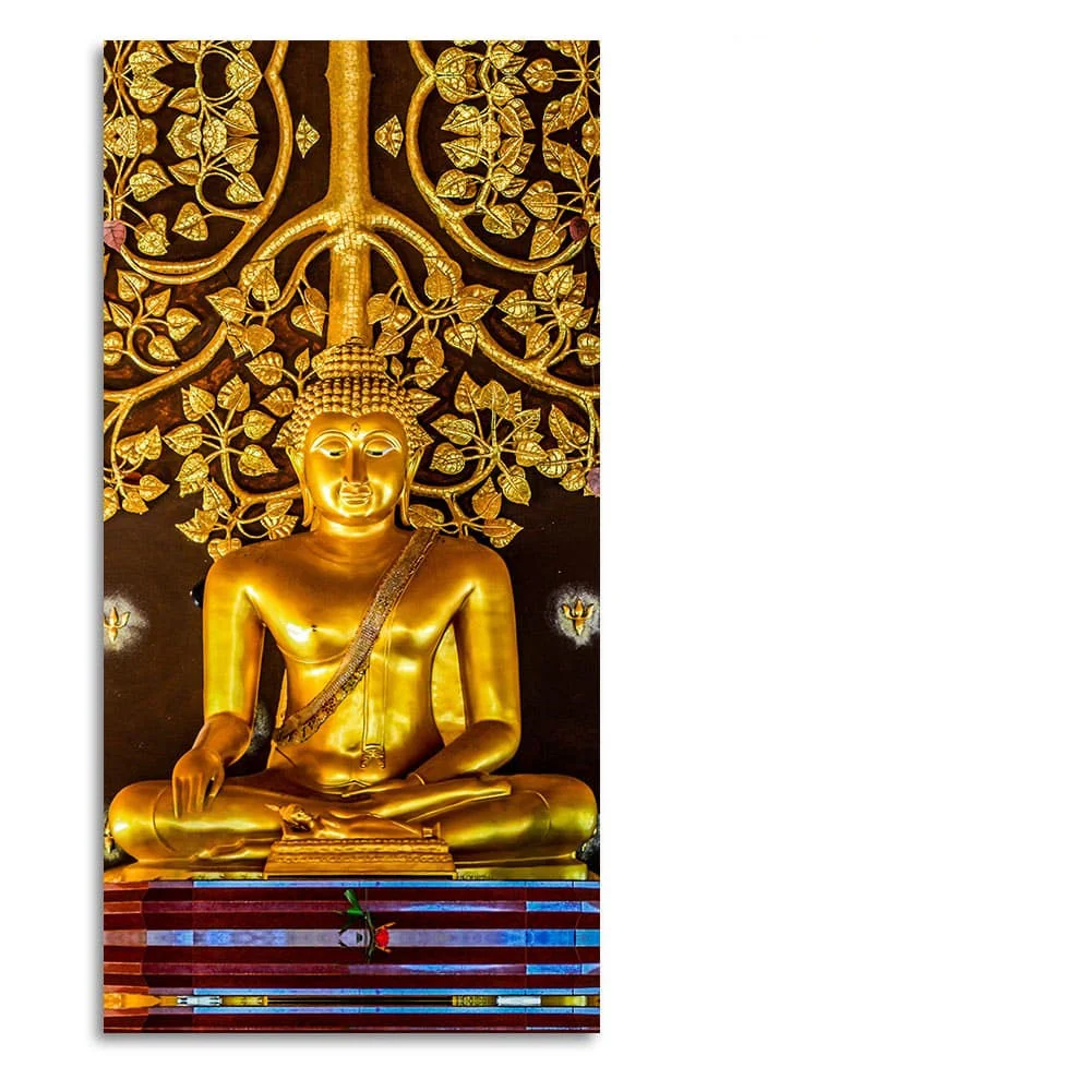 Spiritual Golden Gautam Buddha Premium Canvas Wall Painting - Image 4