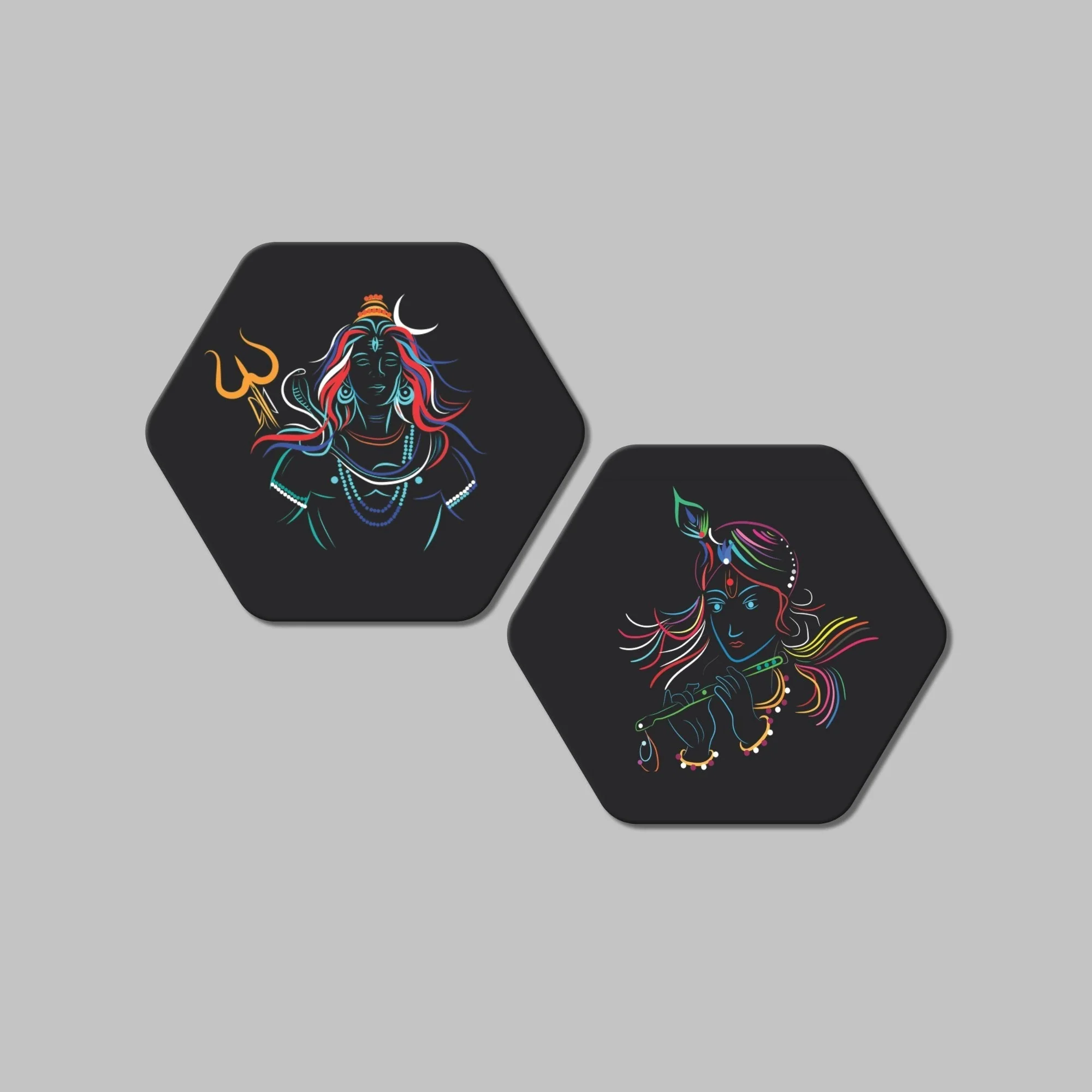 Spiritual Hexagon Wall Hanging Painting Set of 2 Pieces - Image 4