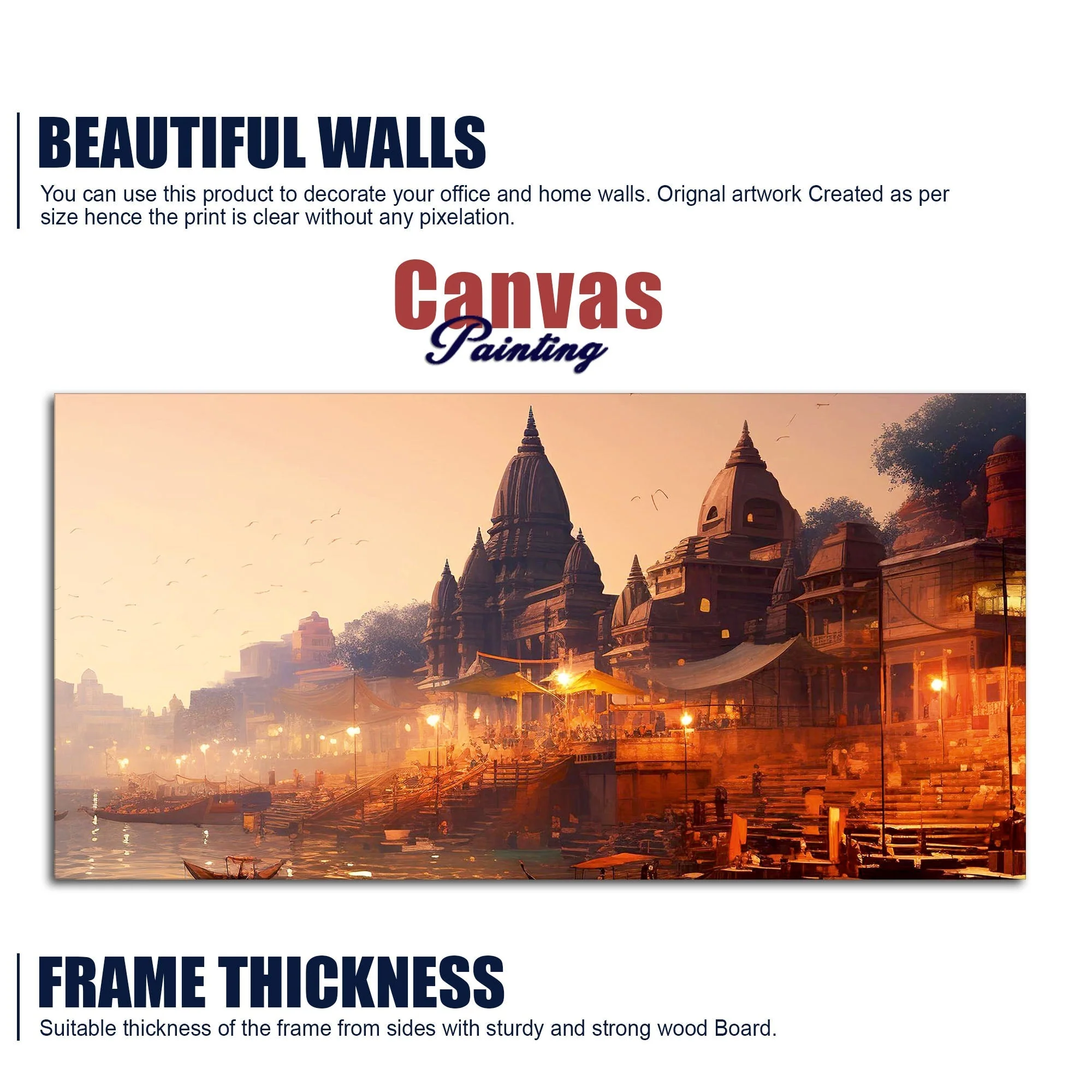 Spiritual Hub City Varanasi Canvas Wall Painting - Image 6