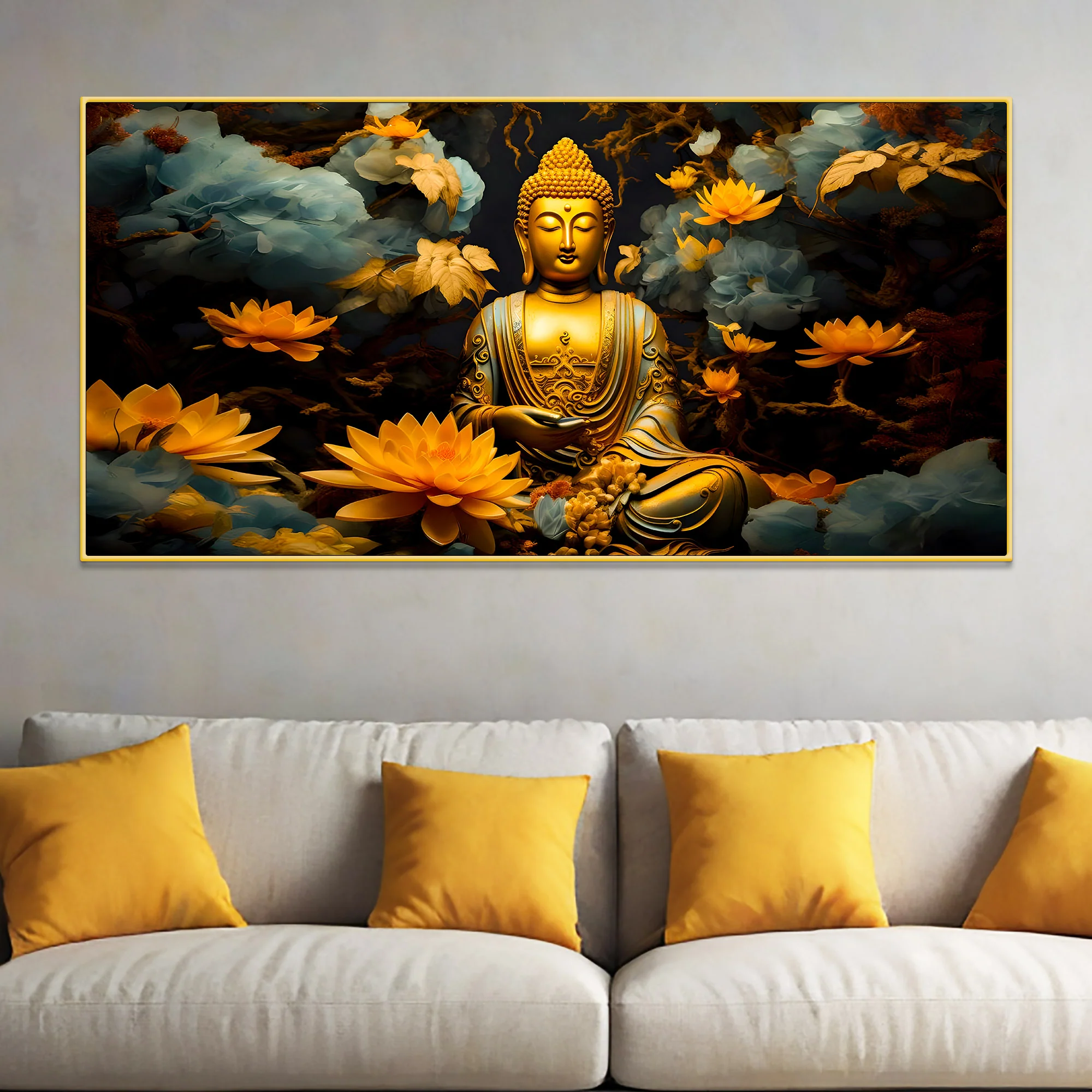 Spiritual Lord Buddha Canvas Painting for Calm Interior Decor