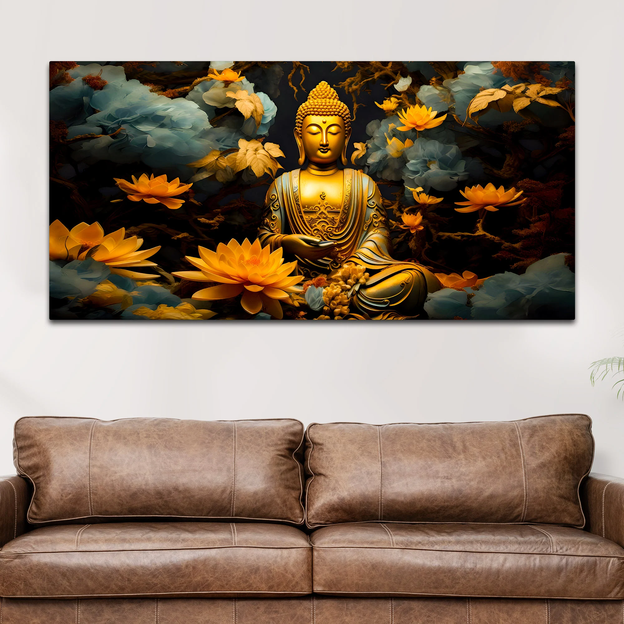 Spiritual Lord Buddha Canvas Painting for Calm Interior Decor - Image 3
