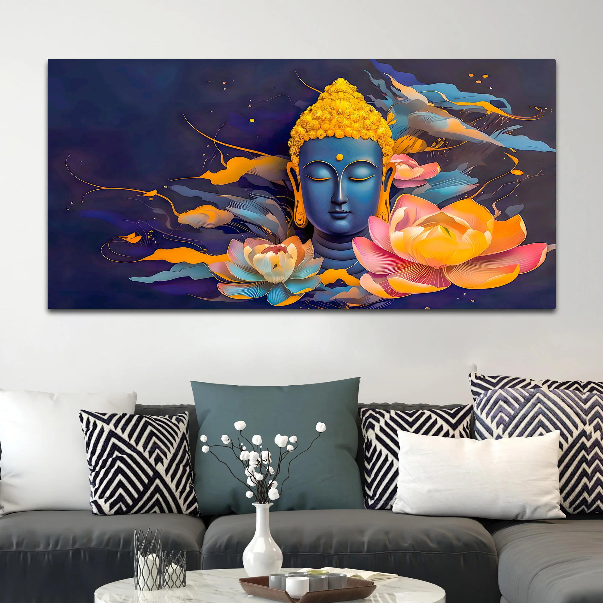 Spiritual Lord Buddha Canvas Wall Painting for Modern Home Decor - Image 3