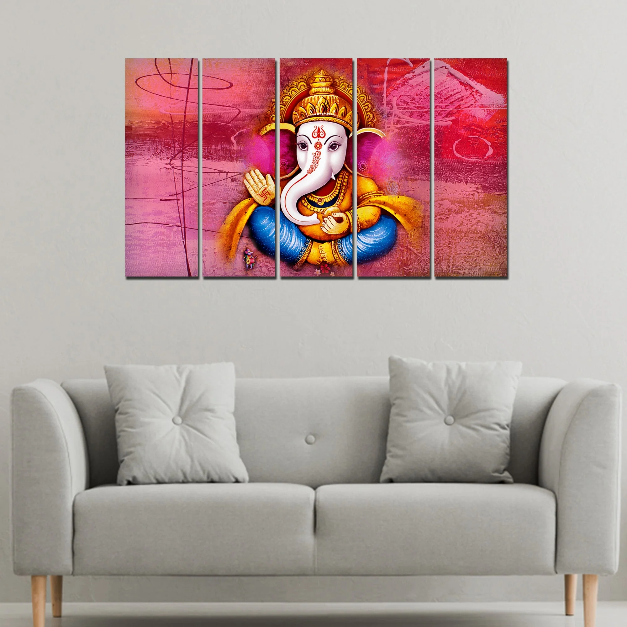 Spiritual Lord Ganesh Wall Painting 5 Pieces - Image 2