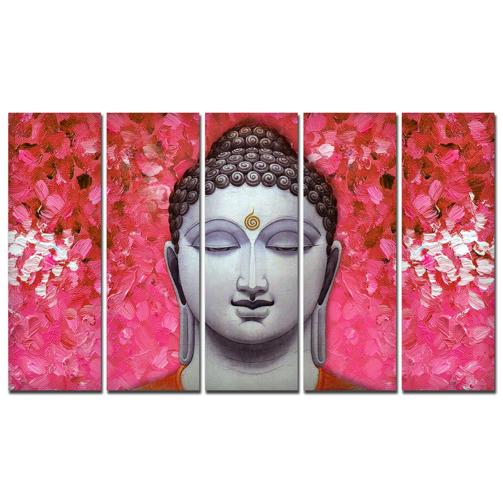 Spiritual Lord Gautam Buddha Wall Painting 5 Pieces - Image 4