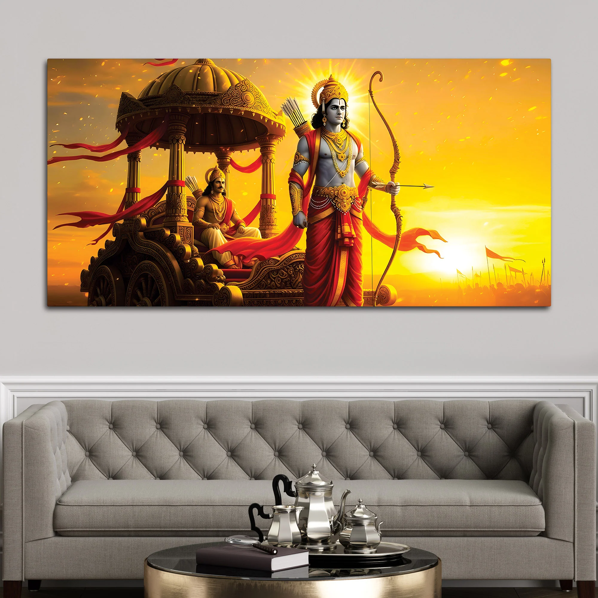 Spiritual Lord Ram Canvas Wall Painting - Image 3