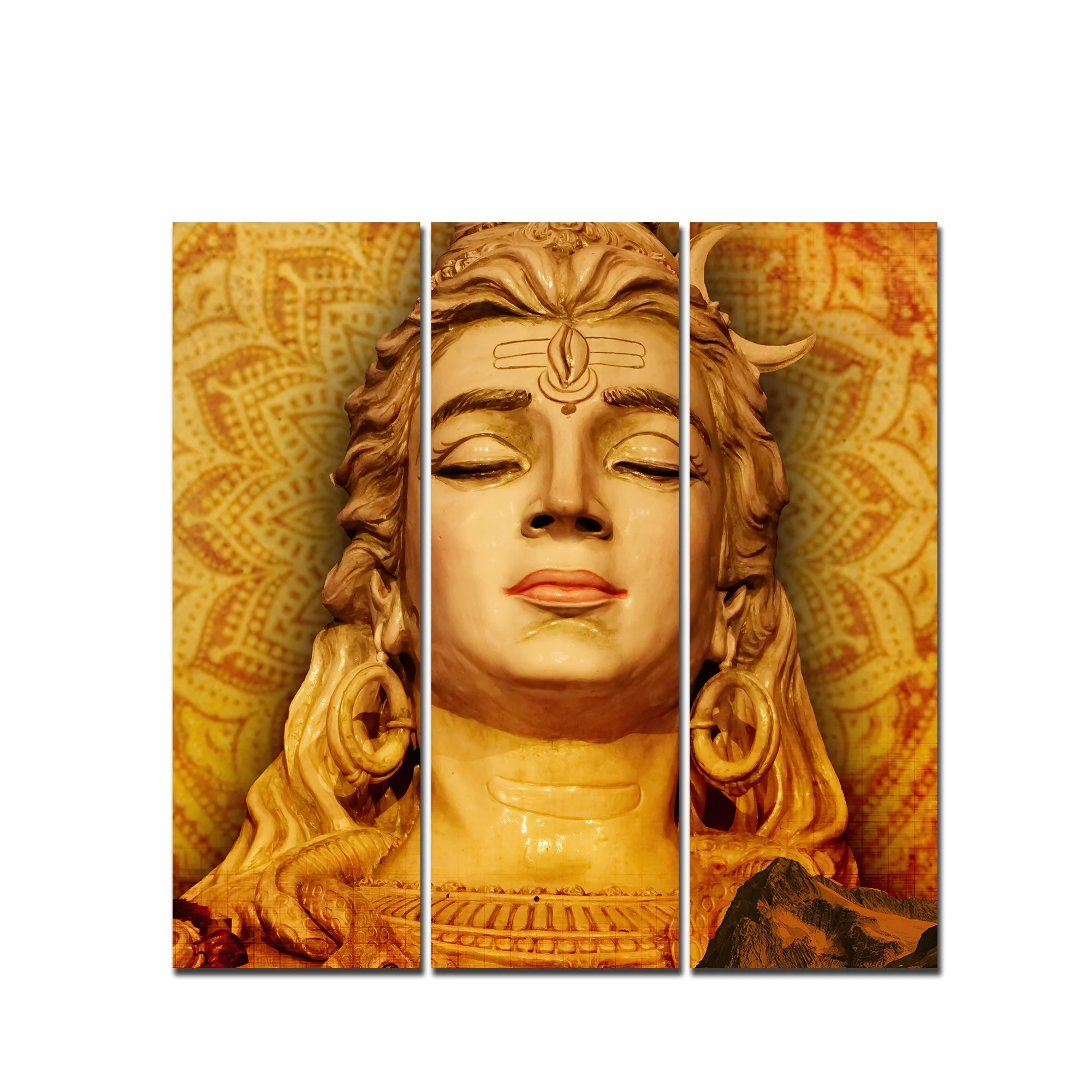 Spiritual Lord Shiva Canvas Wall Painting of Three Pieces - Image 4
