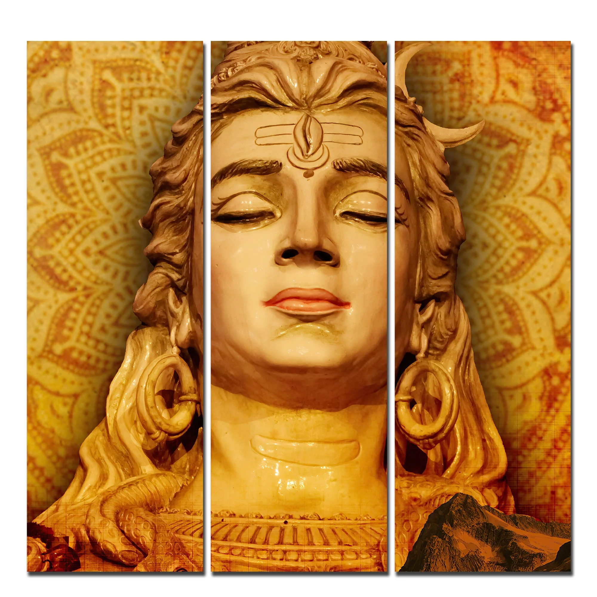 Spiritual Lord Shiva Canvas Wall Painting of Three Pieces - Image 5