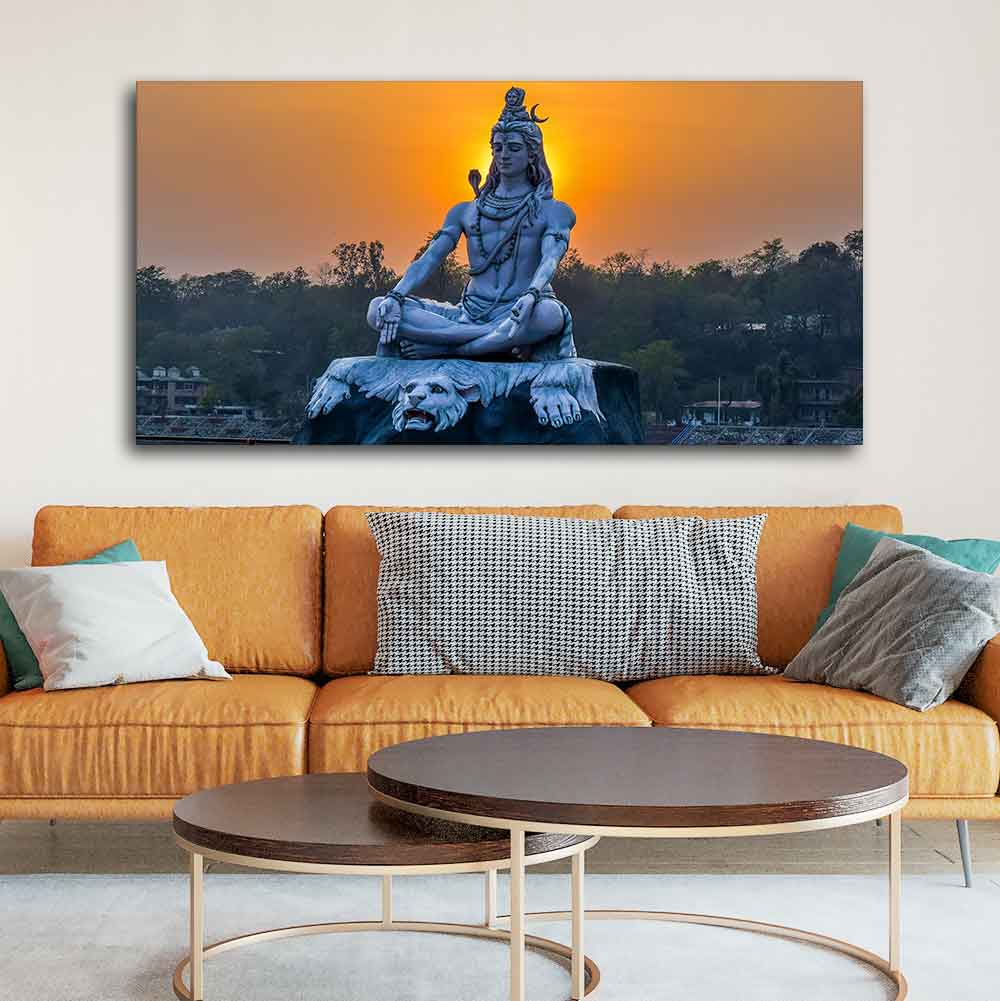 Spiritual Lord Shiva Statue Wall Painting - Image 2