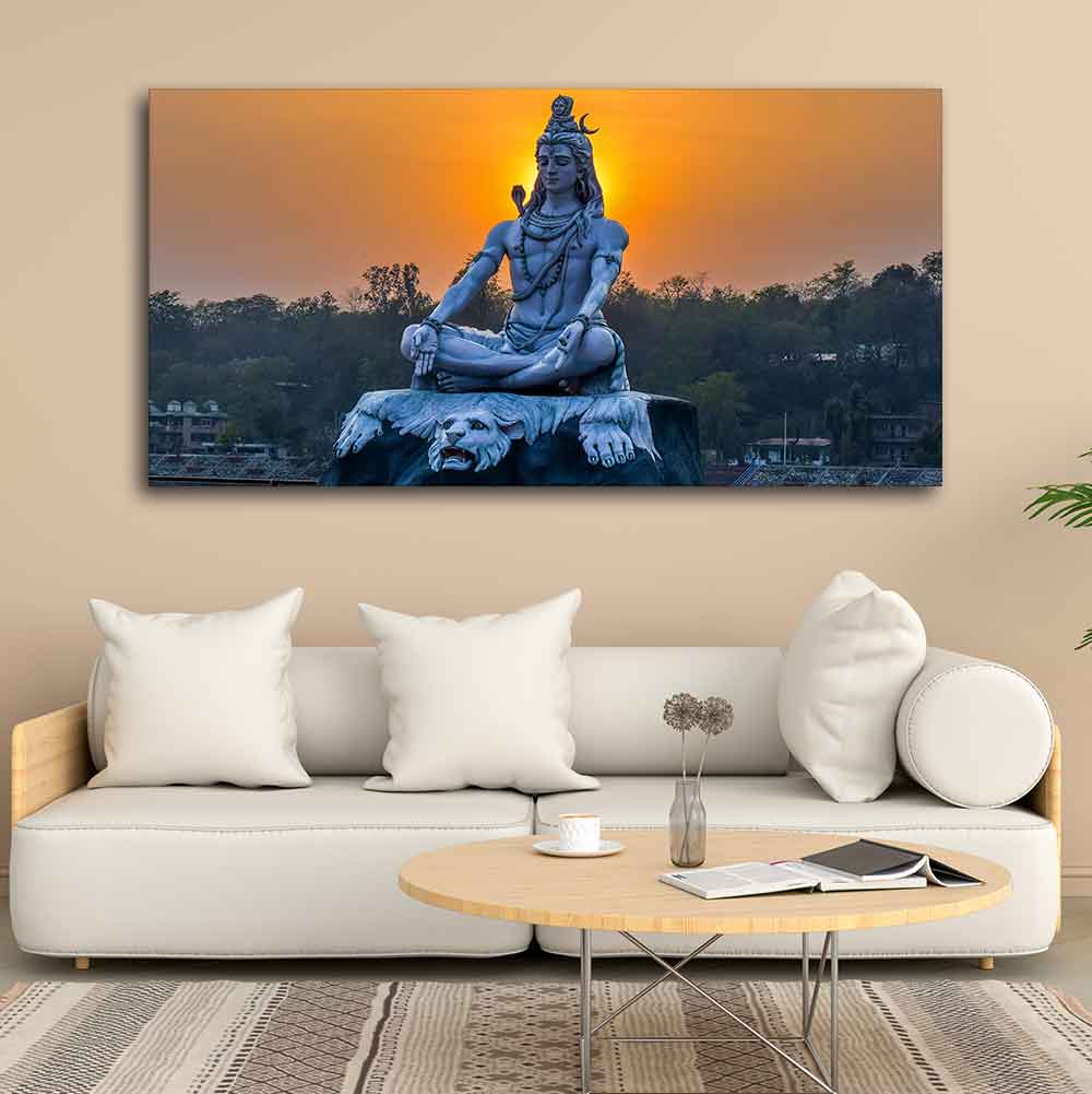 Spiritual Lord Shiva Statue Wall Painting - Image 3