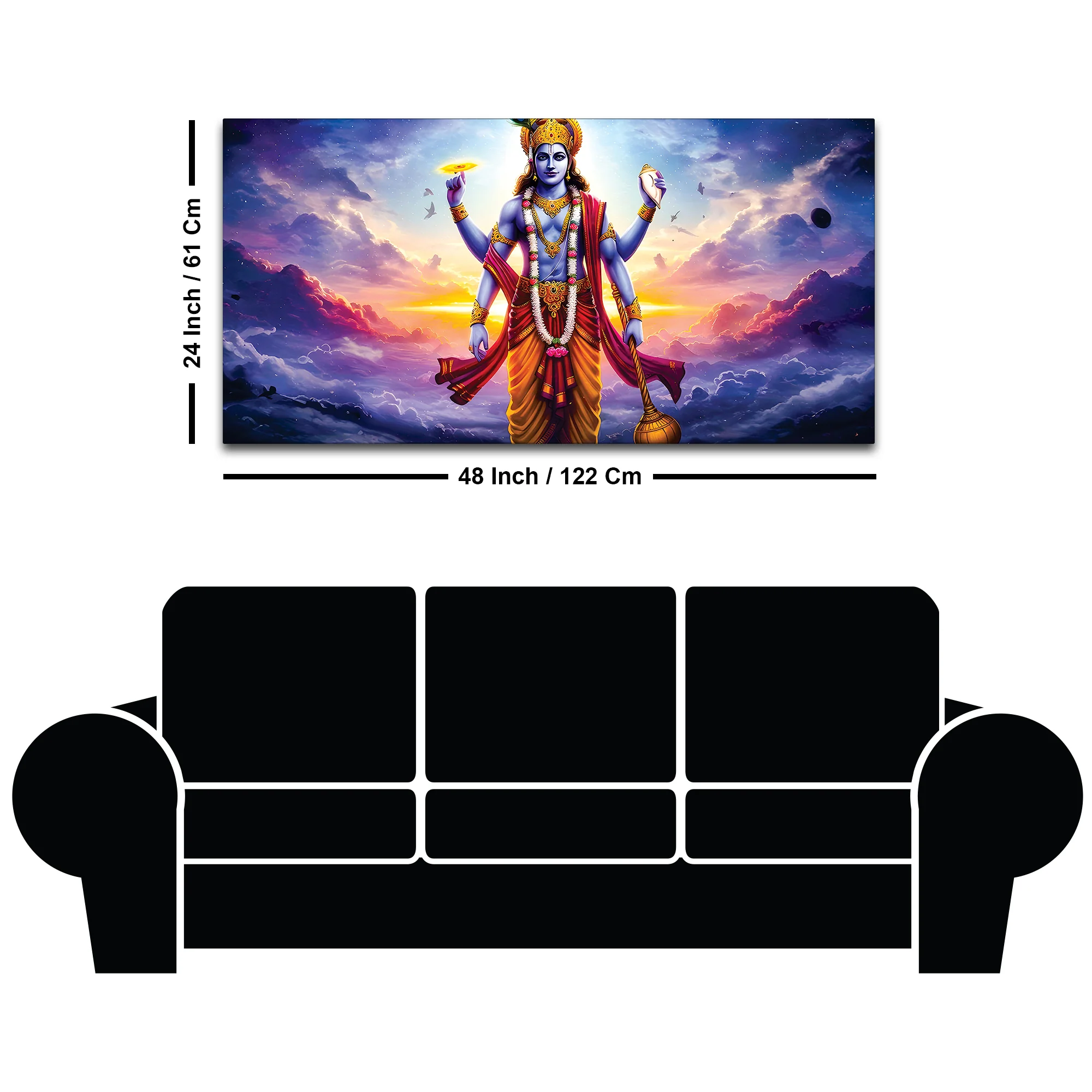 Spiritual Lord Vishnu Canvas Wall Painting for Home & Office - Image 8