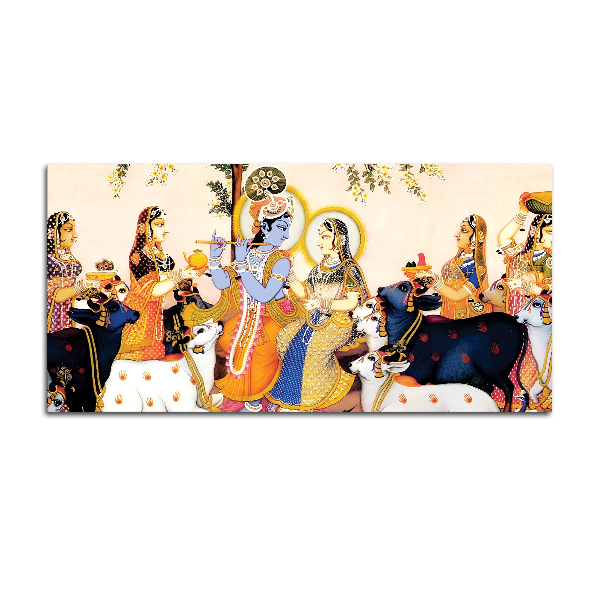 Spiritual Radha Krishna Traditional Pichwai Wall Painting - Image 7