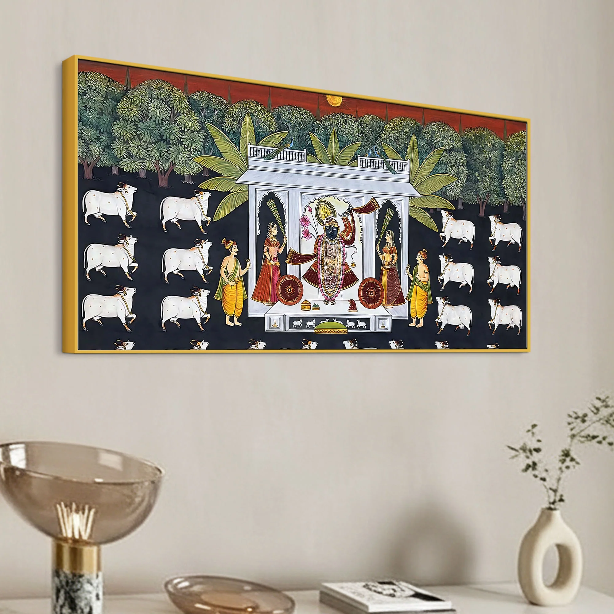 Spiritual Shreenathji Darbar Pichwai Canvas Wall Painting for Home & Temple - Image 5