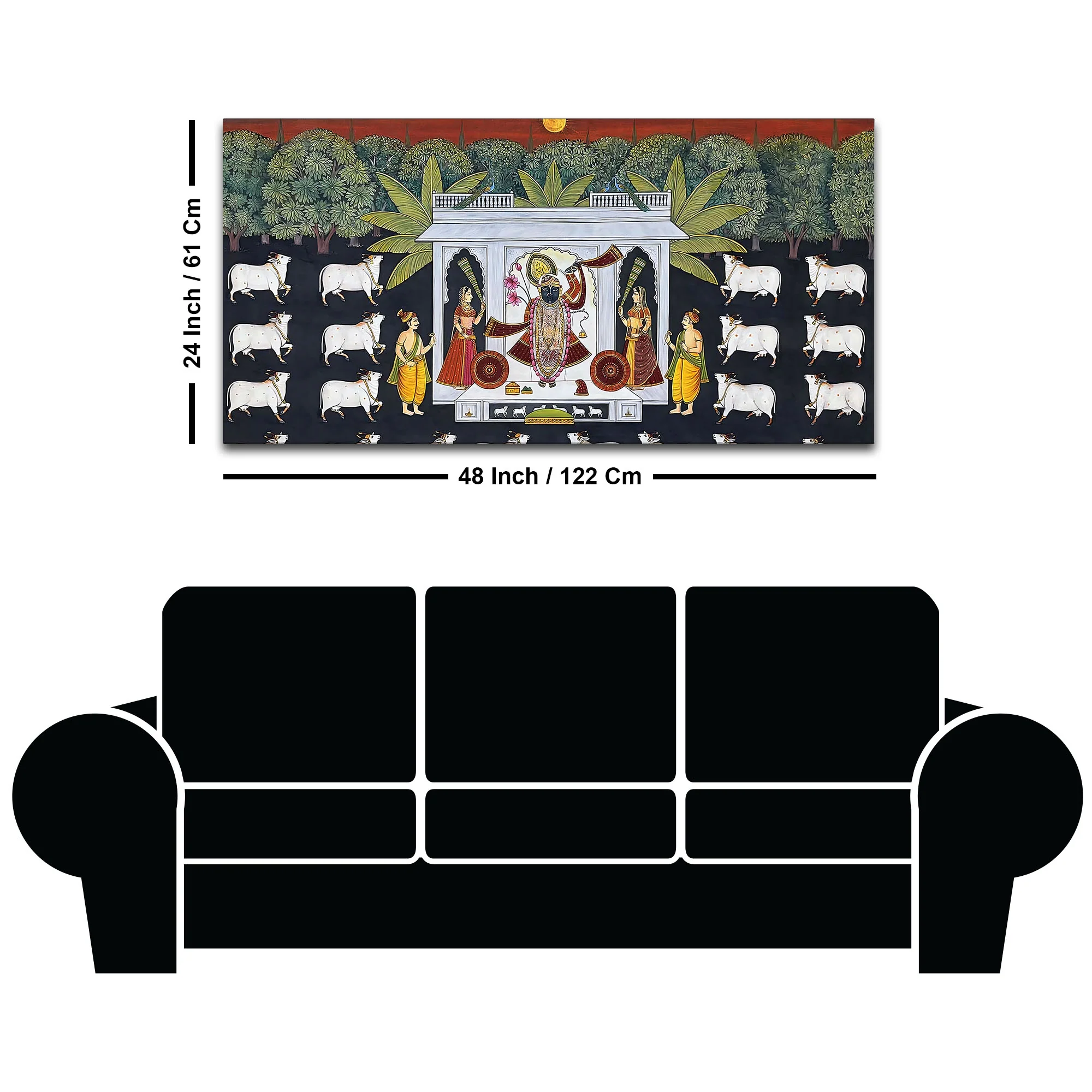 Spiritual Shreenathji Darbar Pichwai Canvas Wall Painting for Home & Temple - Image 8
