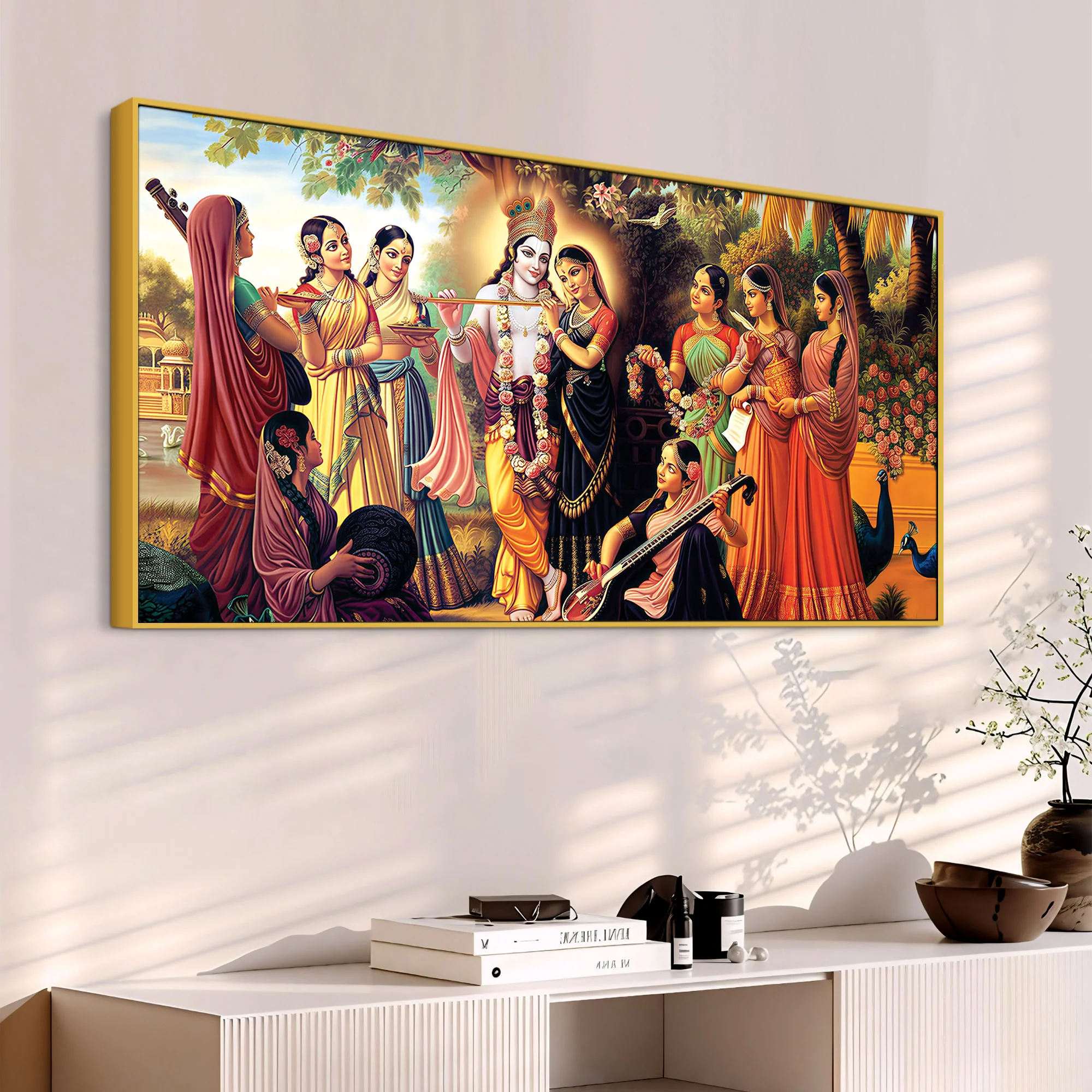 Spiritual Shri Krishna Raas Leela Canvas Wall Painting - Image 4