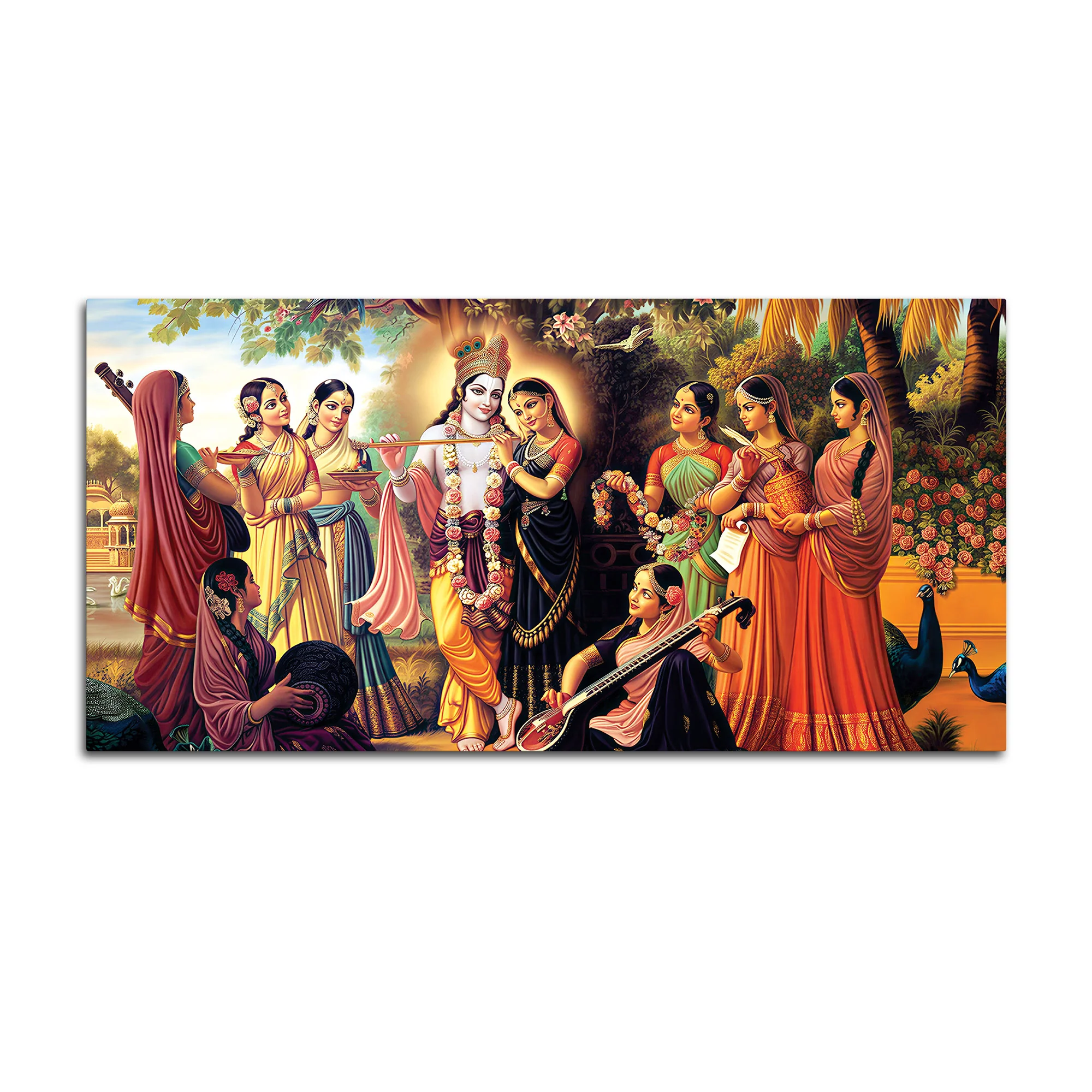 Spiritual Shri Krishna Raas Leela Canvas Wall Painting - Image 7