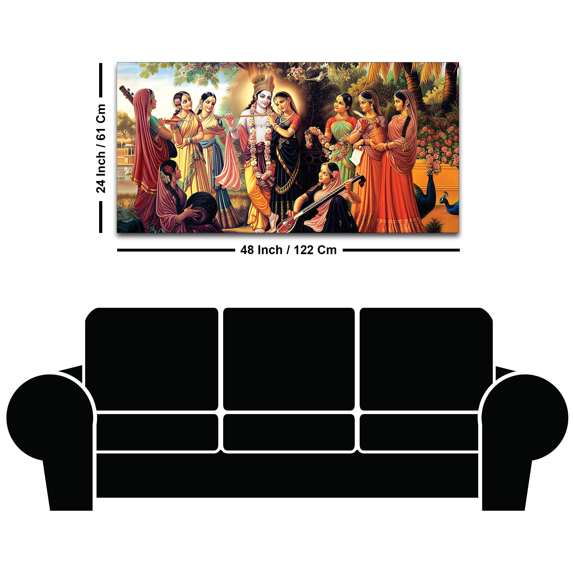Spiritual Shri Krishna Raas Leela Canvas Wall Painting - Image 8