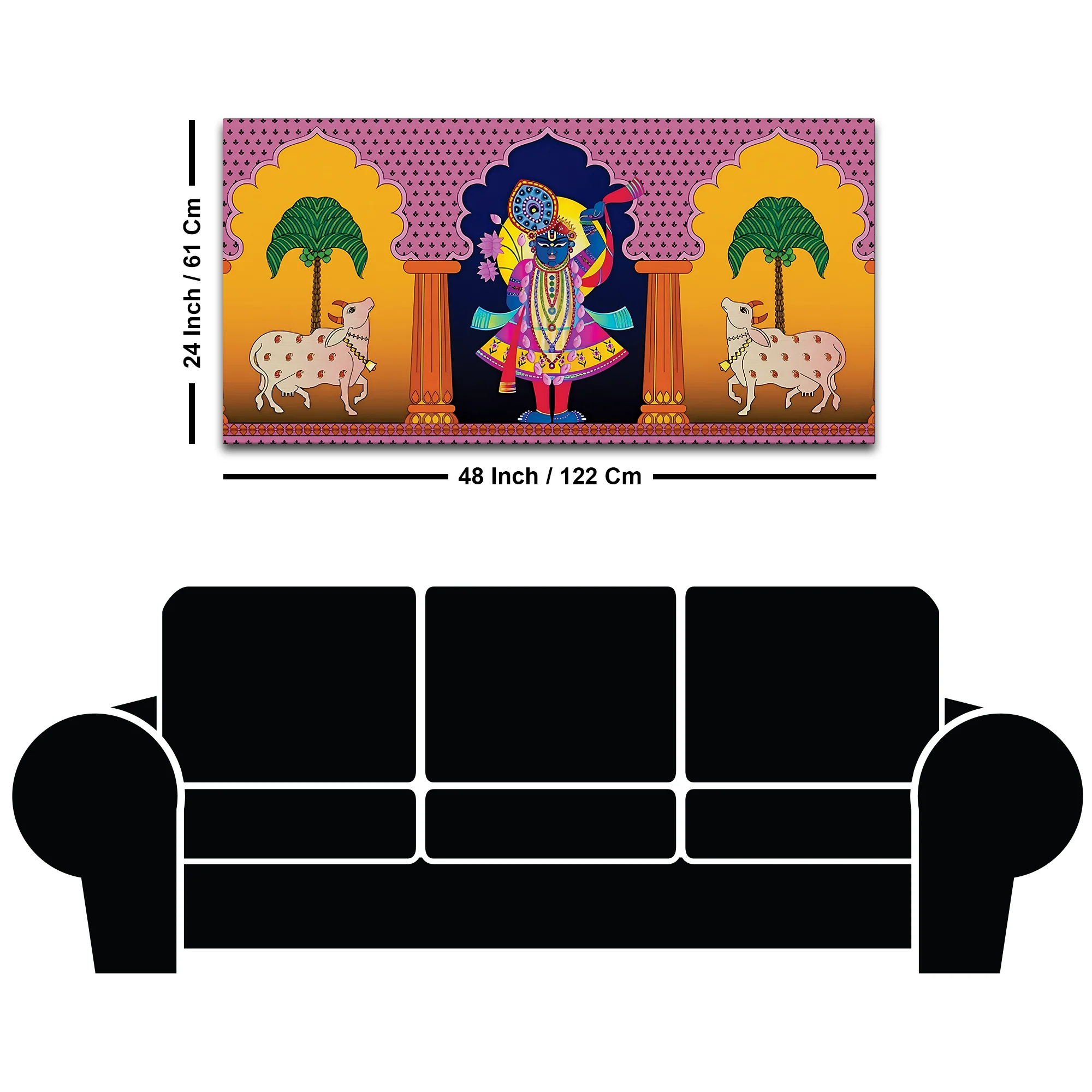 Spiritual Shrinathji Pichwai Art Canvas Wall Painting - Image 8