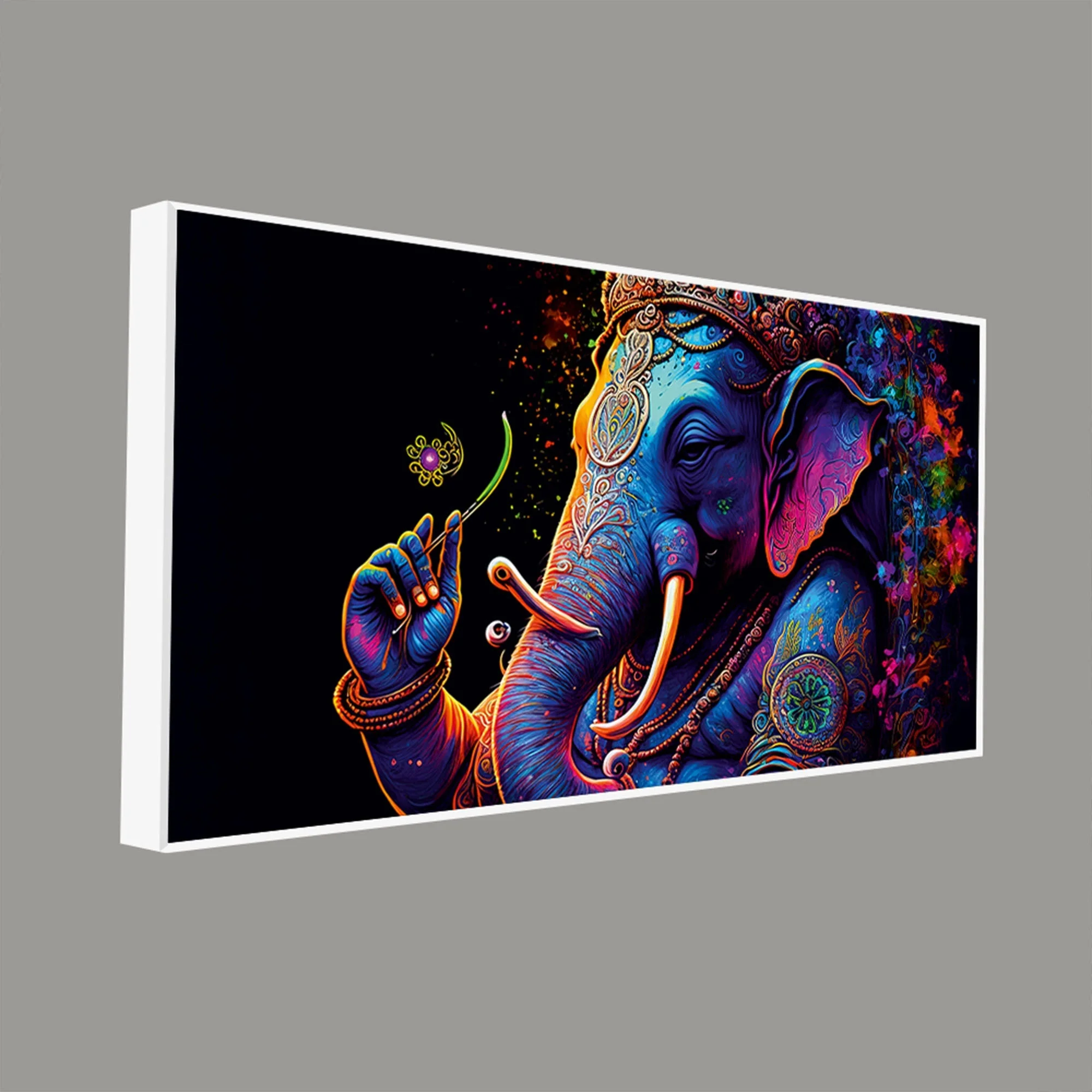 Spiritual Statue of Lord Ganesha Canvas Wall Painting - Image 5