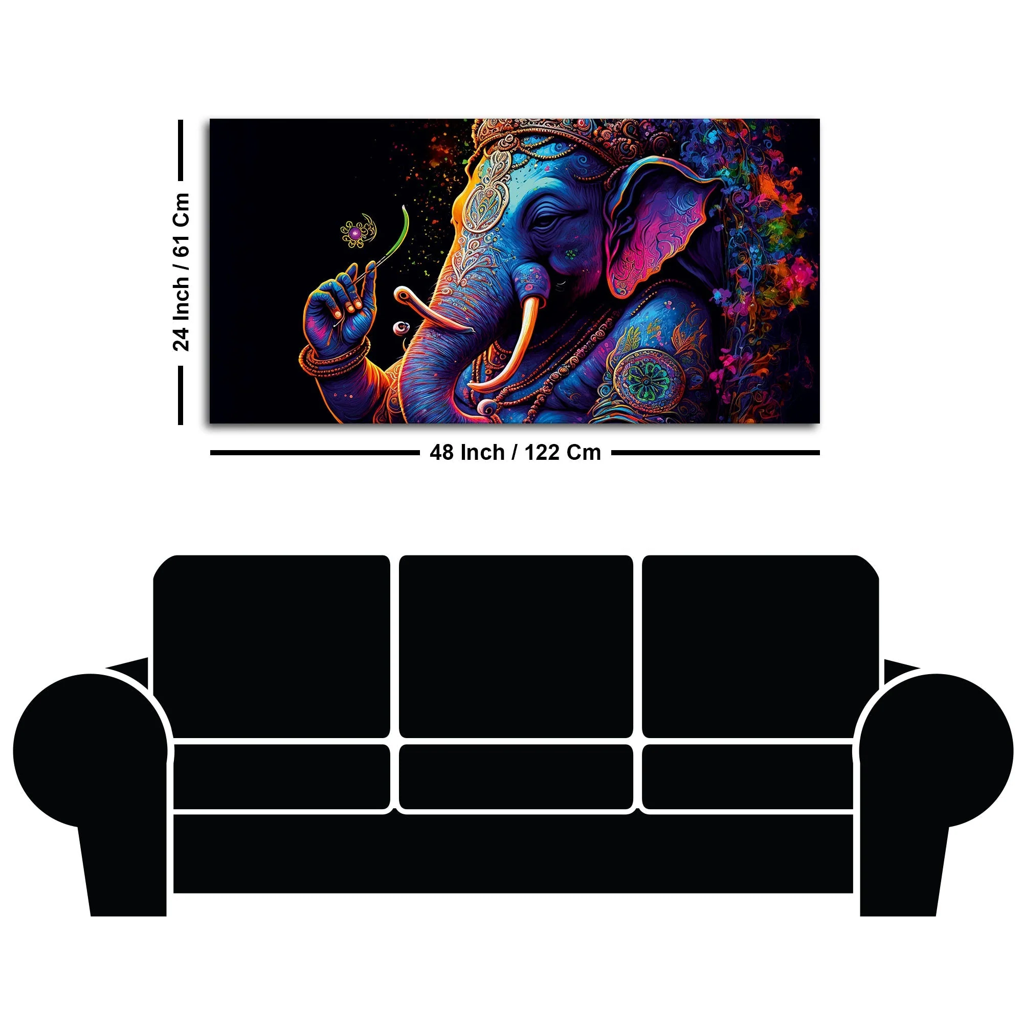 Spiritual Statue of Lord Ganesha Canvas Wall Painting - Image 7
