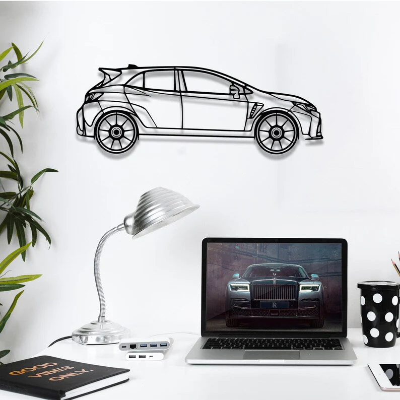 Sports Hatchback Car Metal Wall Art for Living Room Decor - Image 2