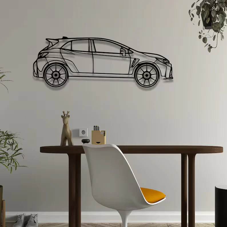 Sports Hatchback Car Metal Wall Art for Living Room Decor - Image 3