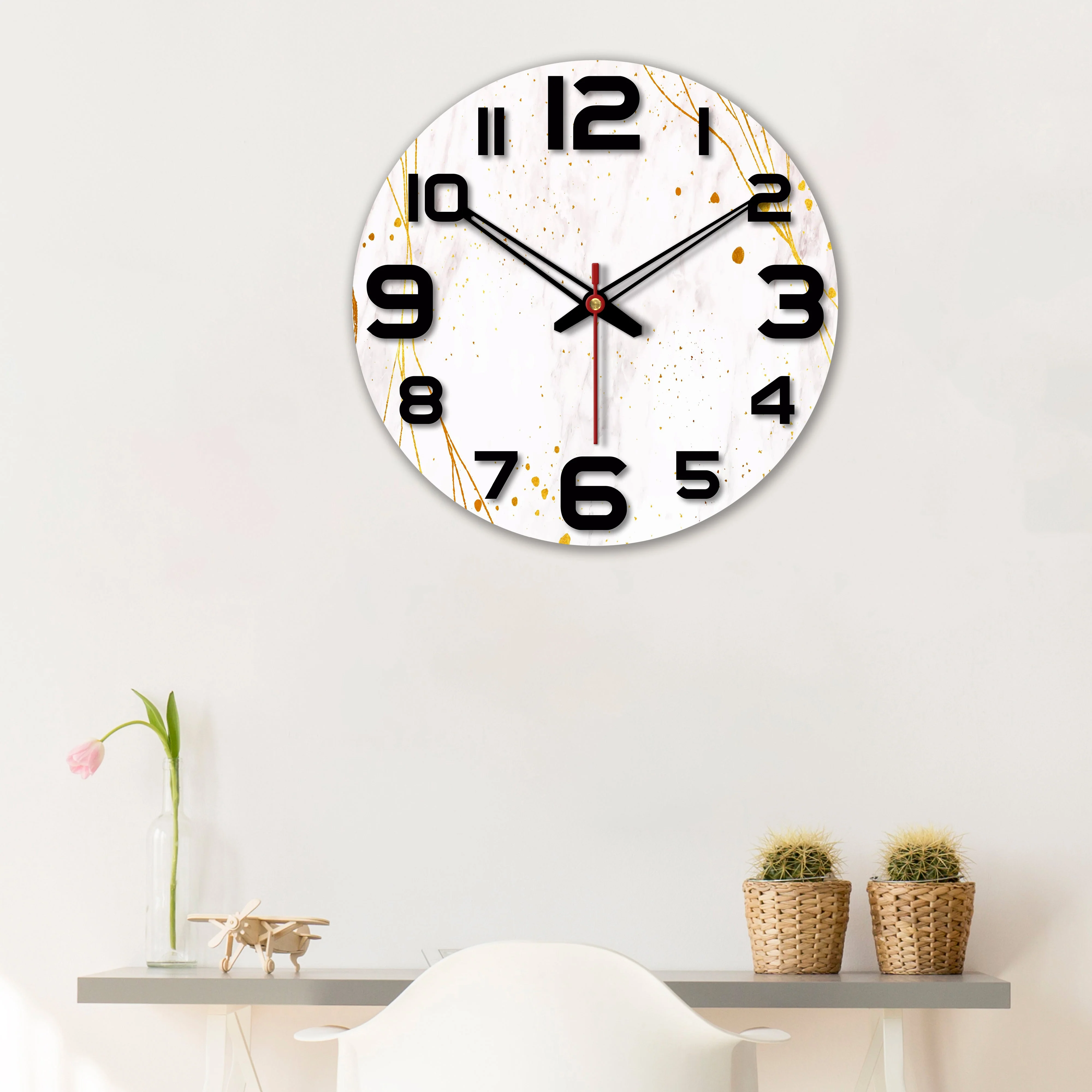 Sprinkle Texture Wooden Wall Clock For Living Room