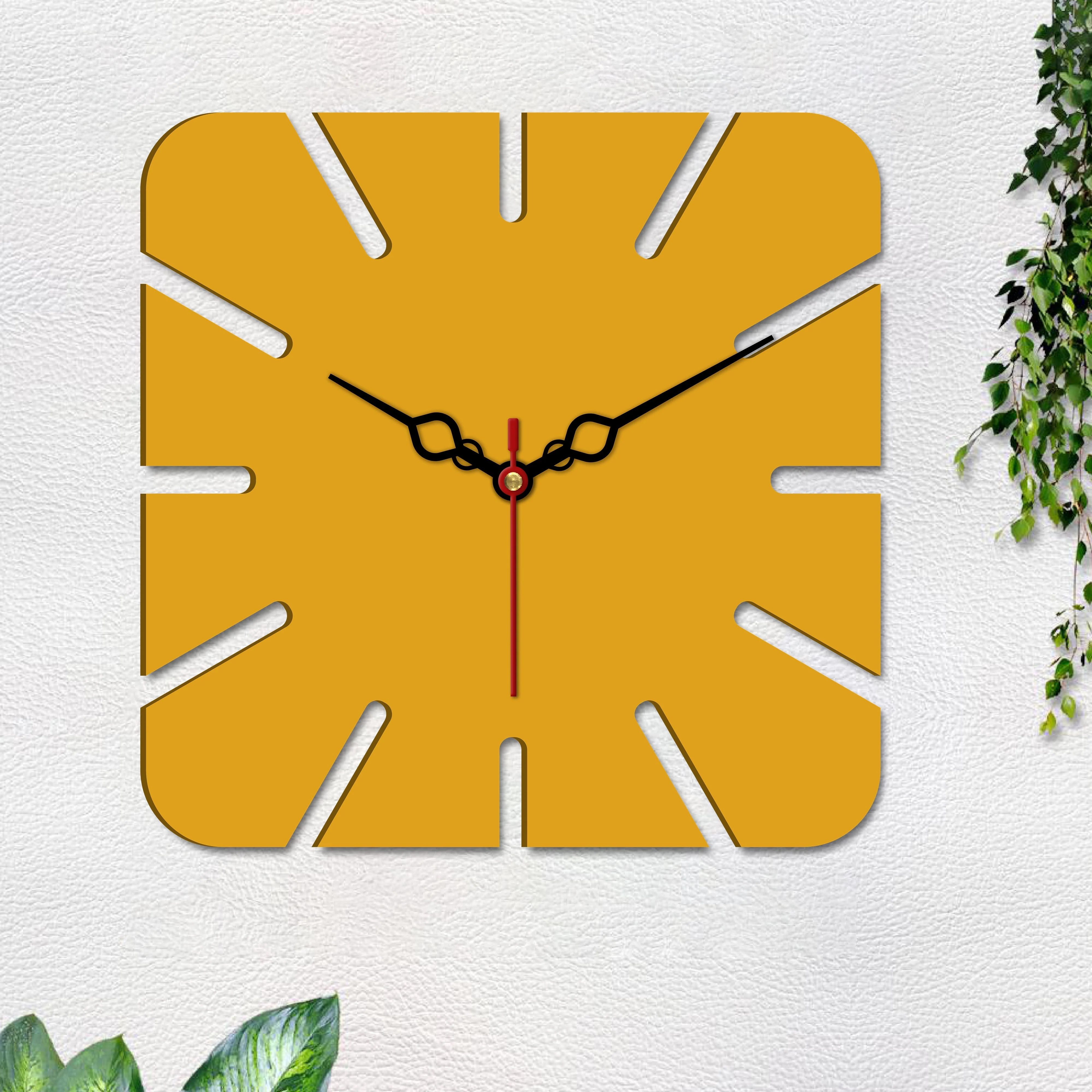 Square Shape Modern Style Wooden Wall Clock - Image 5