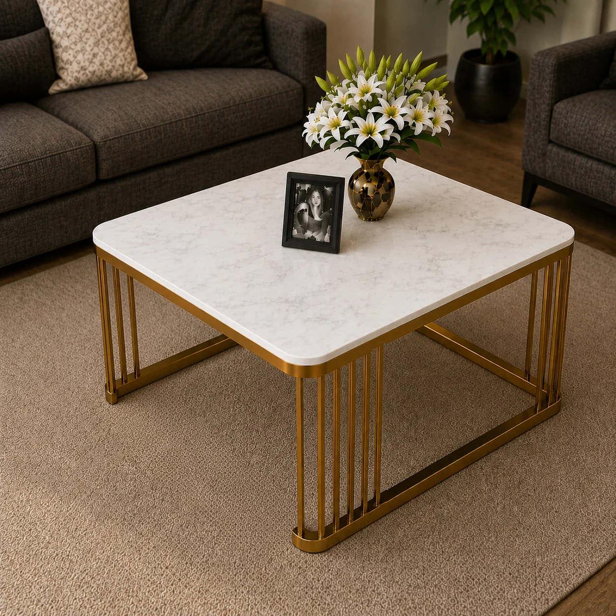 Square Tethered Metallic Table Set of 2 - Image 3