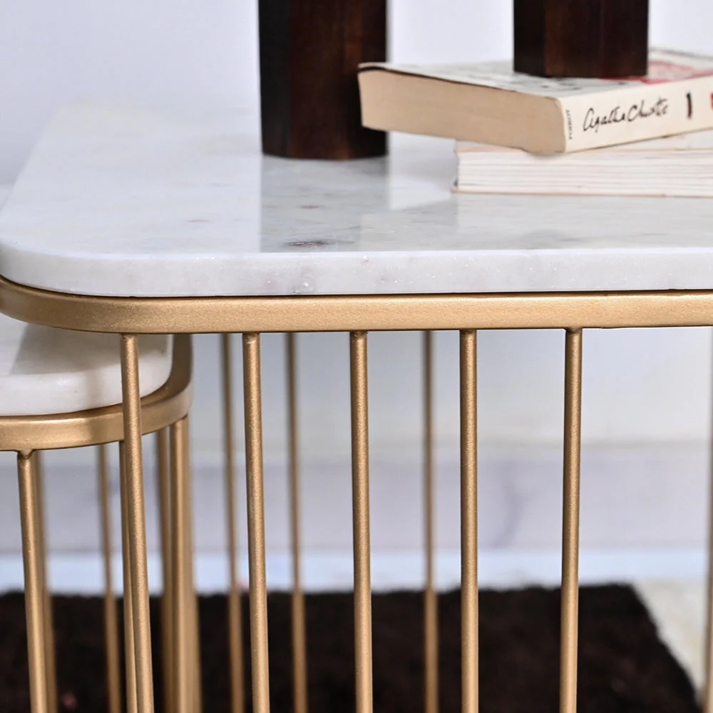 Square Tethered Metallic Table Set of 2 - Image 6