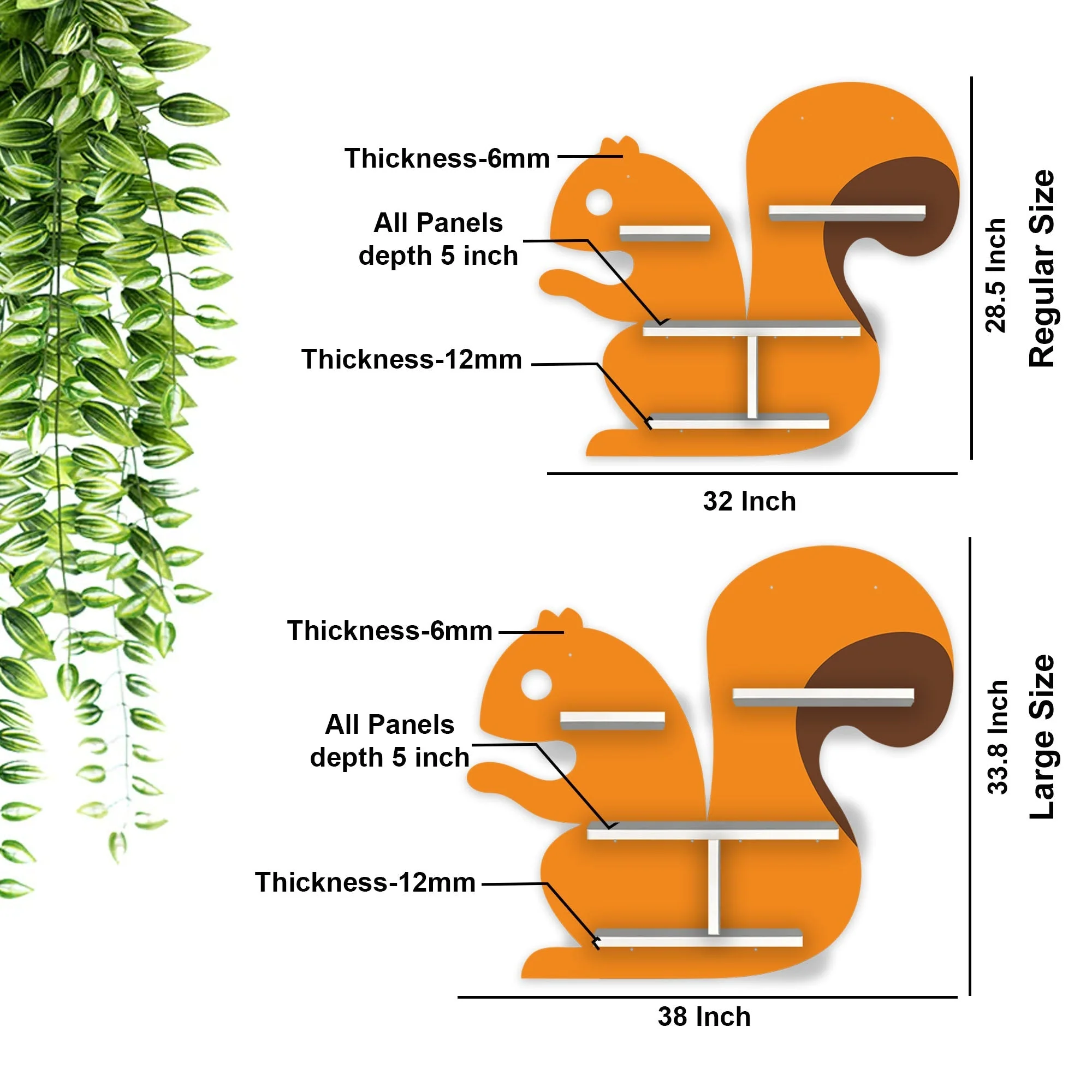Squirrel Shape Wooden Wall Shelf LED Light Wall Shelf for Kids - Image 5