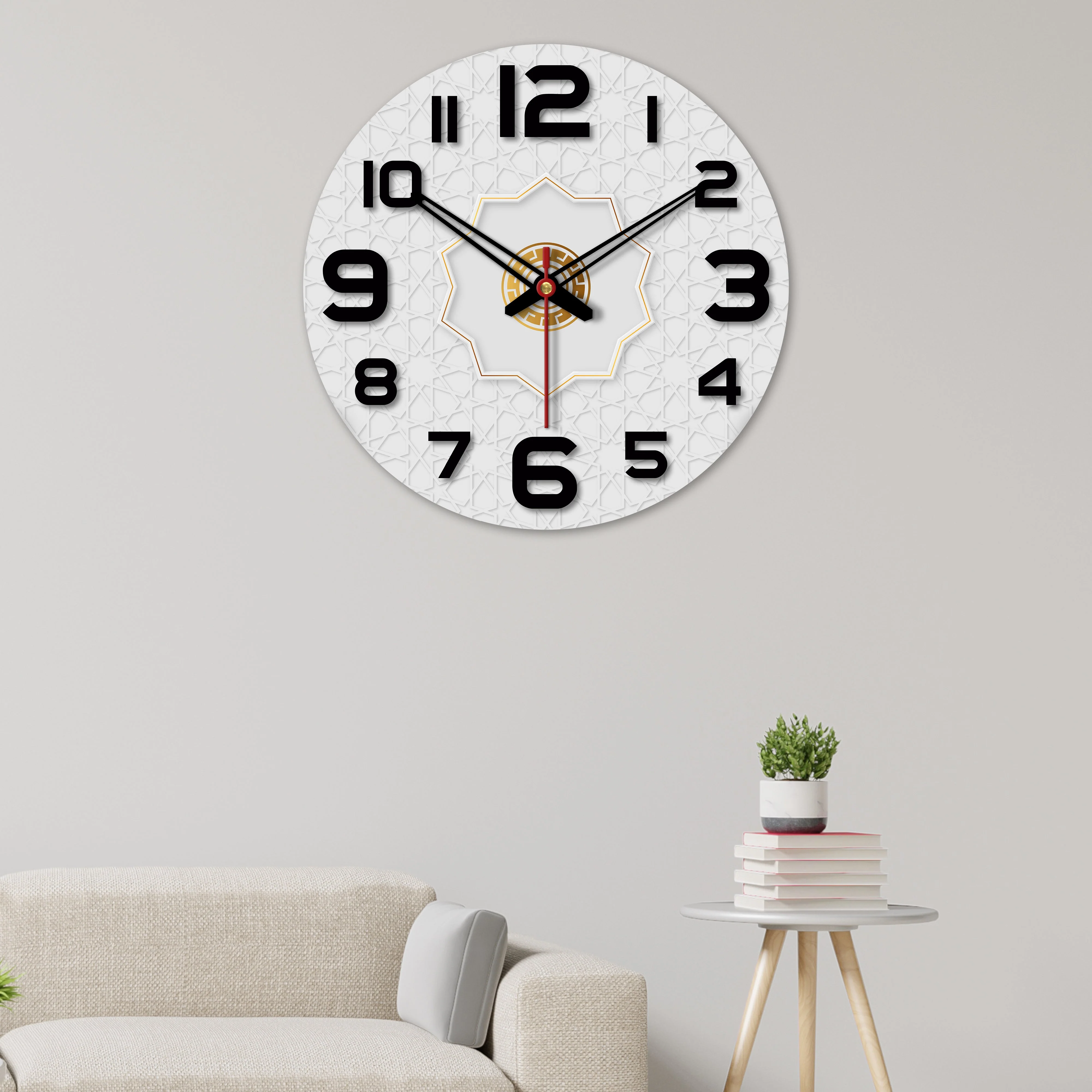 Star Shape Design Wooden Wall Clock For Living Room - Image 2