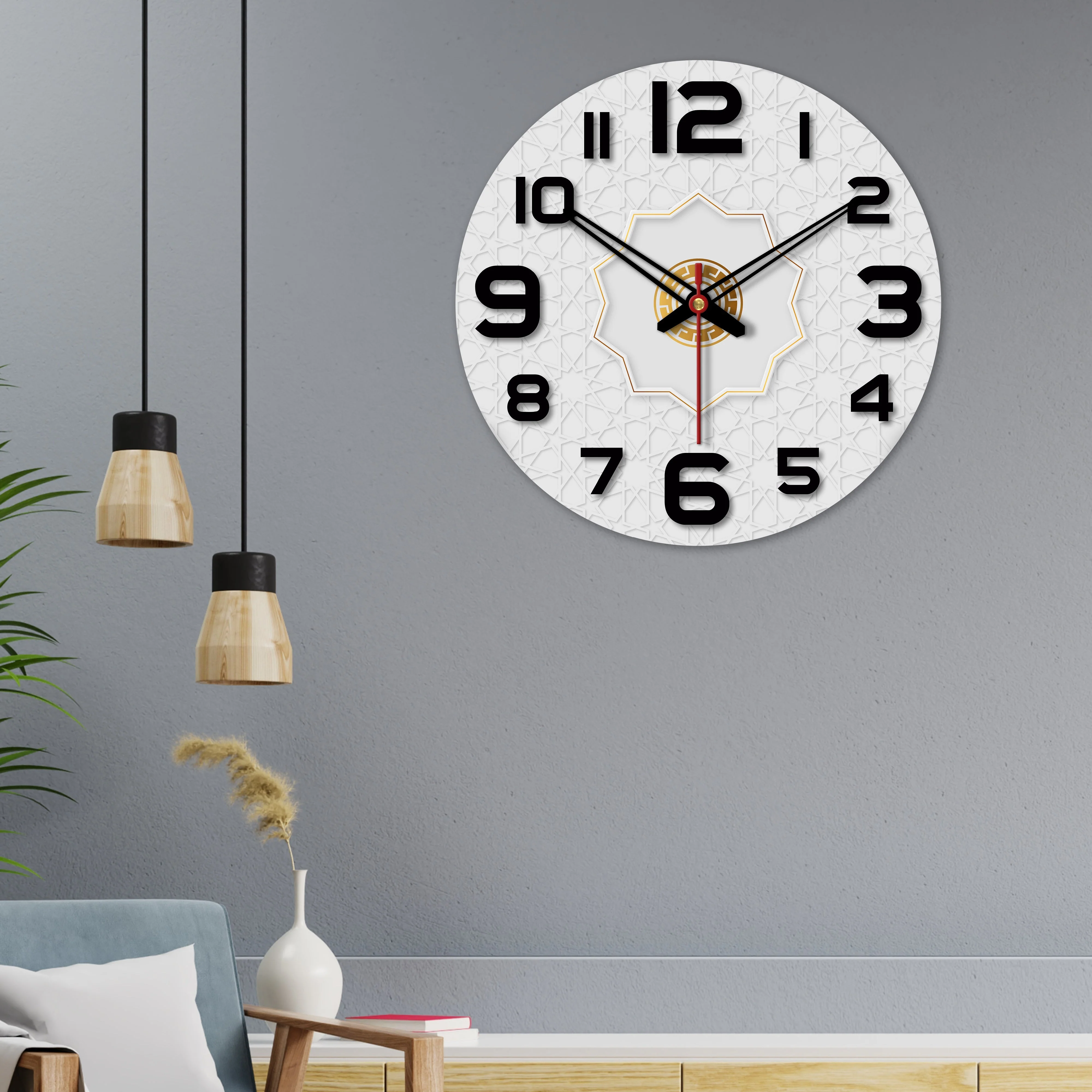 Star Shape Design Wooden Wall Clock For Living Room - Image 3