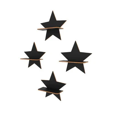 Star Sparkle Shaped Decorative Wooden Wall Mounted Shelf - Image 2