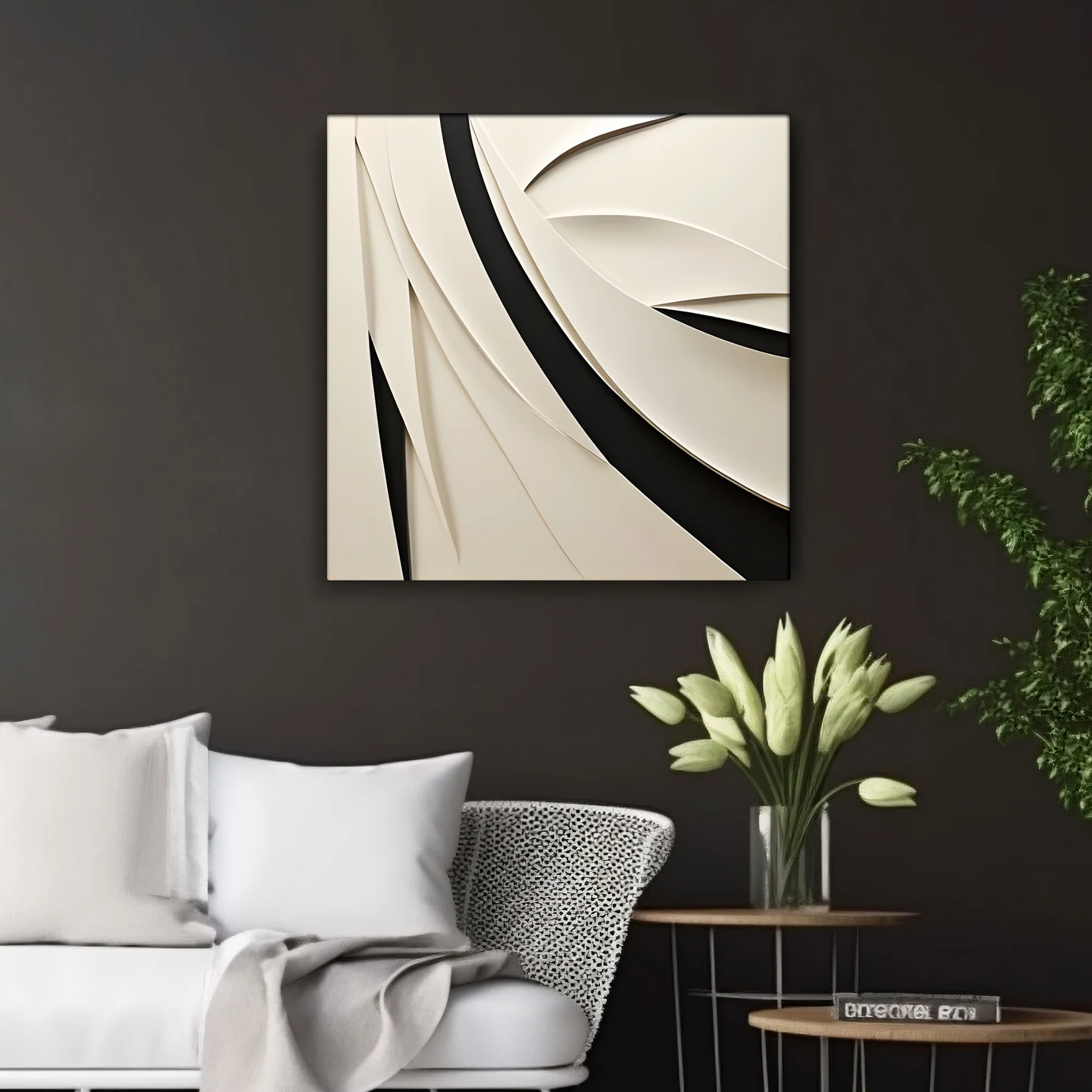 Statement Wall Art Panel with Neutral and Monochrome Texture - Image 3