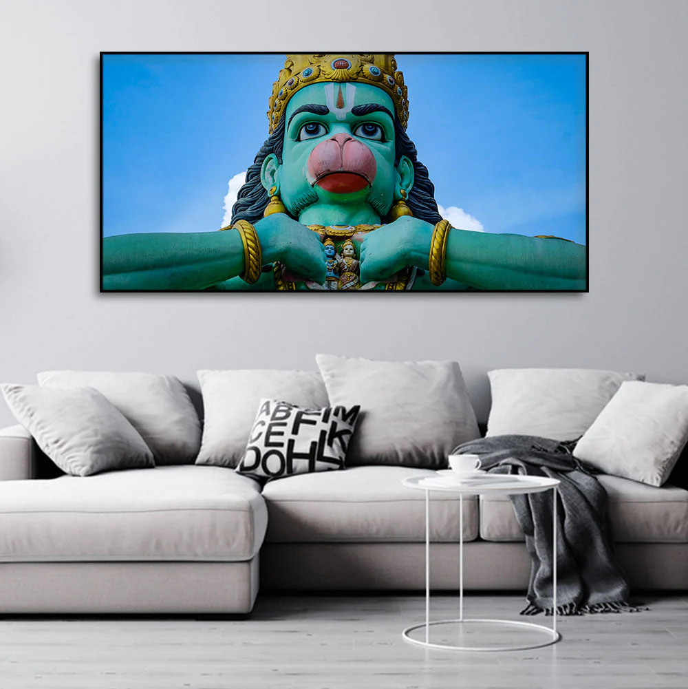 Statue of Lord Hanuman Canvas Wall Painting - Image 3
