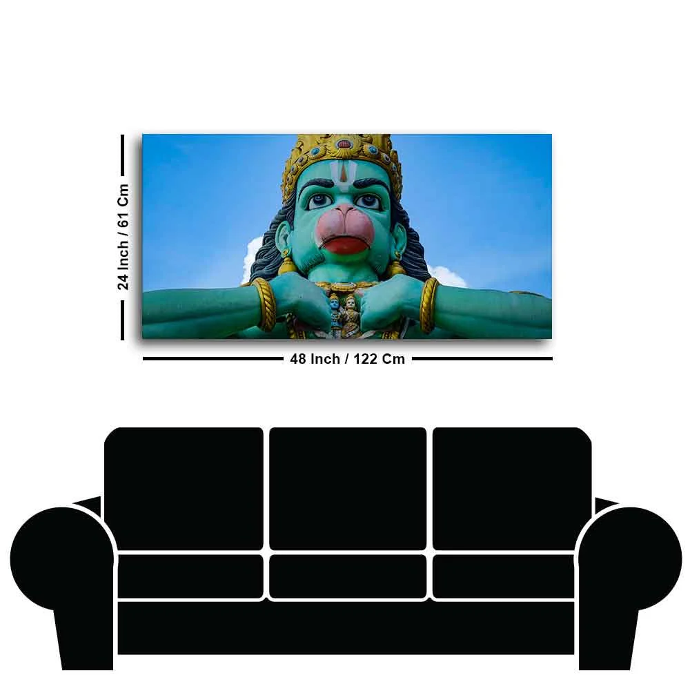 Statue of Lord Hanuman Canvas Wall Painting - Image 7