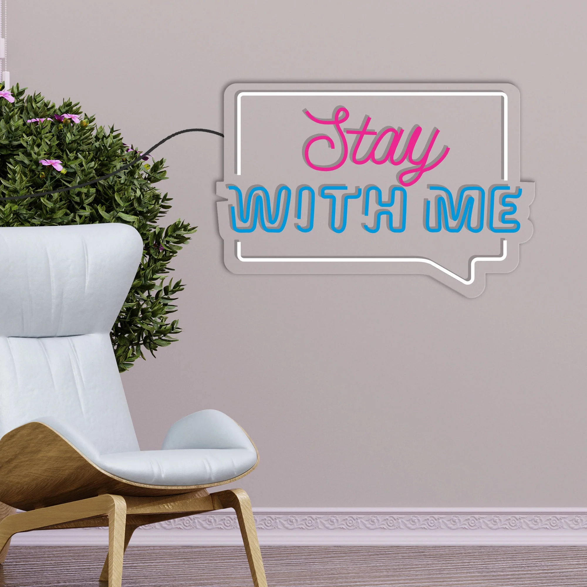 Stay with Me Text Neon Sign LED Light - Image 2