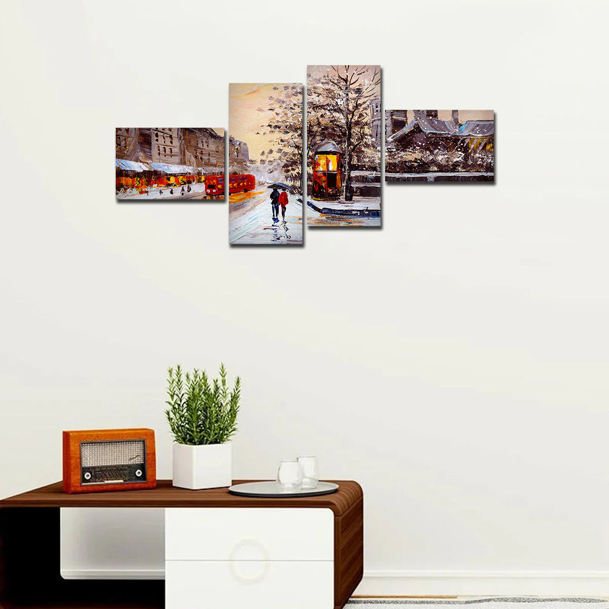 Street View of London 4 Pieces Premium Wall Painting - Image 3