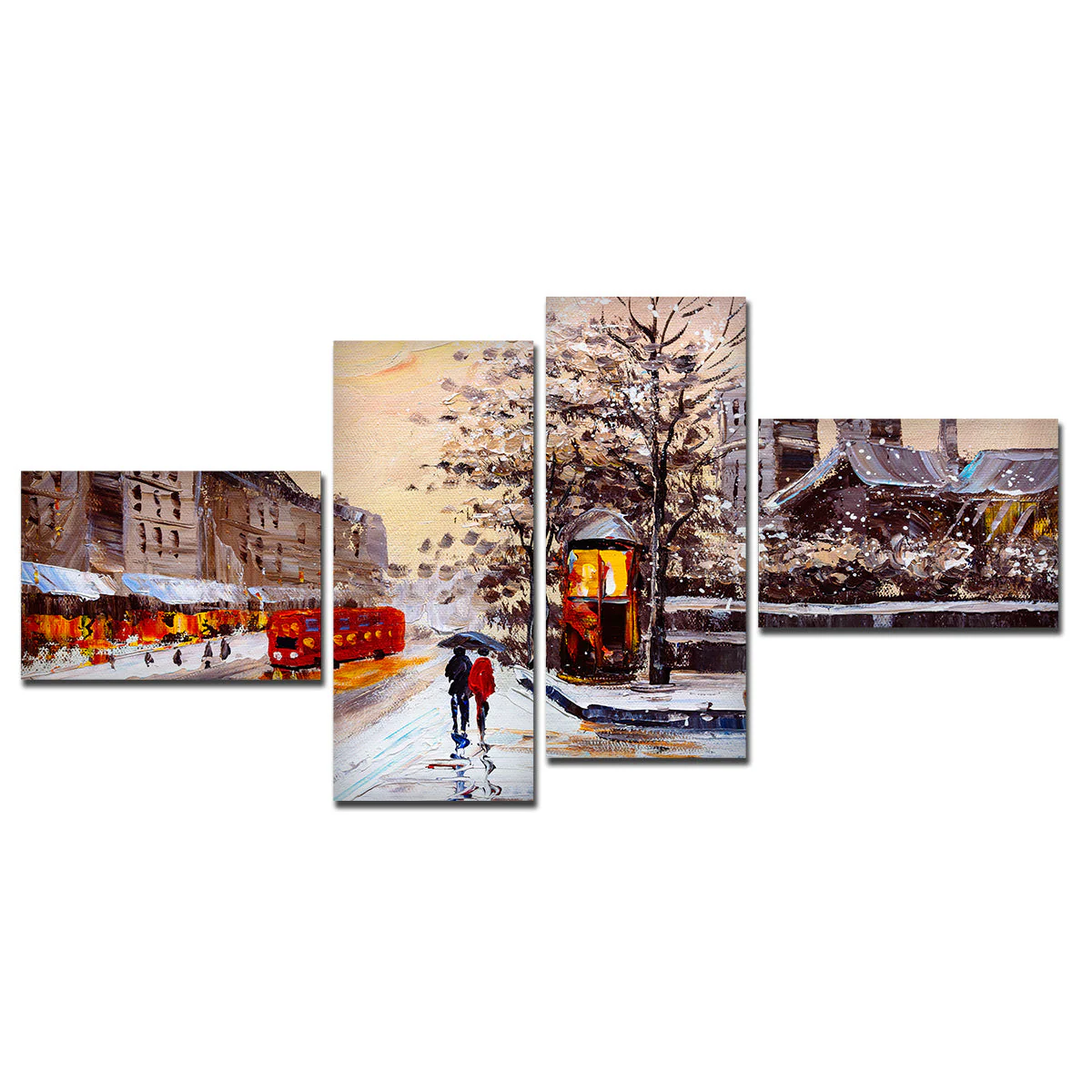 Street View of London 4 Pieces Premium Wall Painting - Image 4