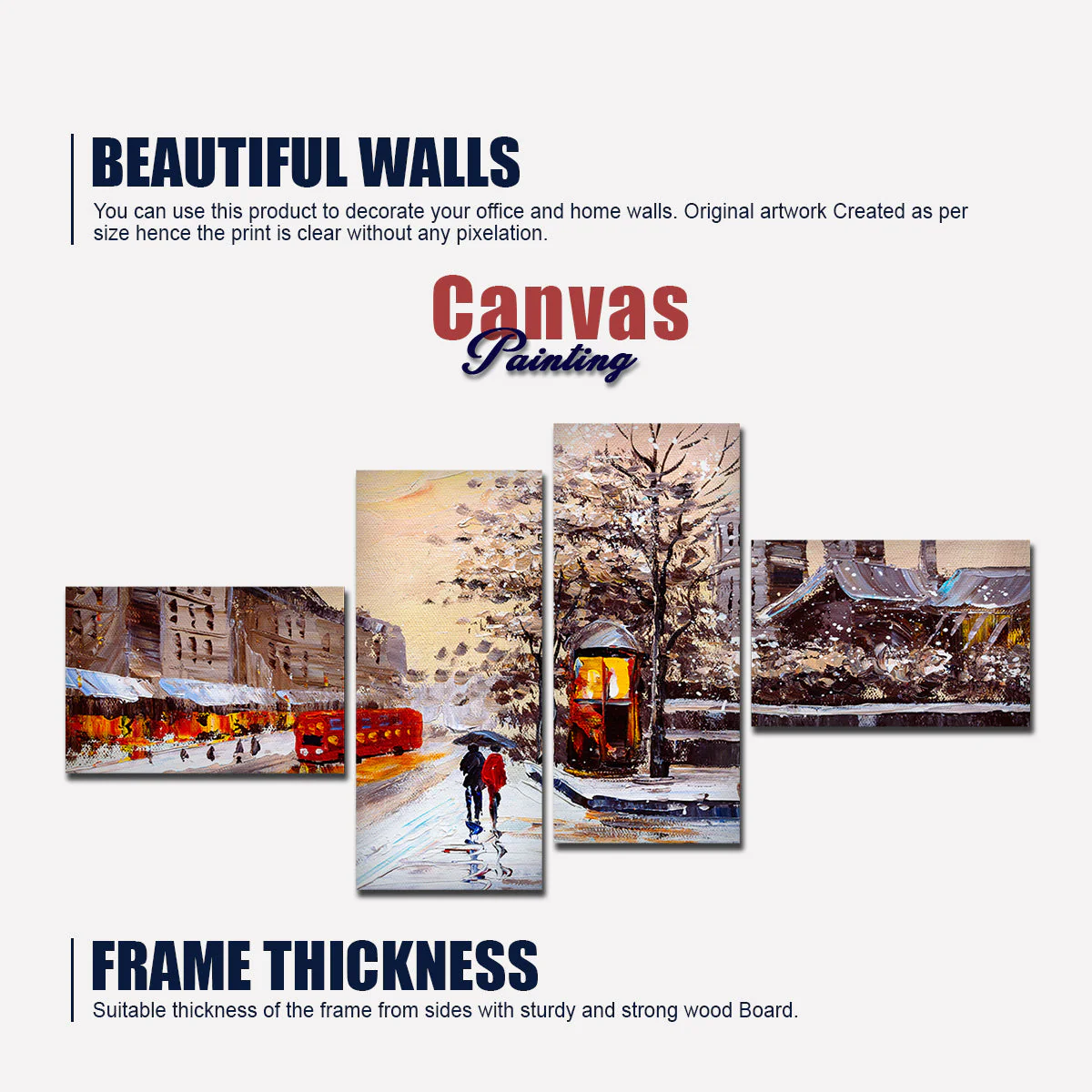 Street View of London 4 Pieces Premium Wall Painting - Image 5