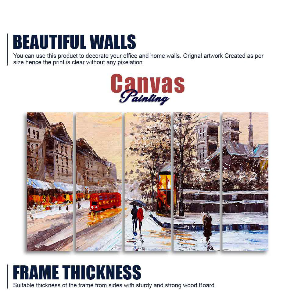 Street View of London Five Pieces Premium Wall Painting - Image 5