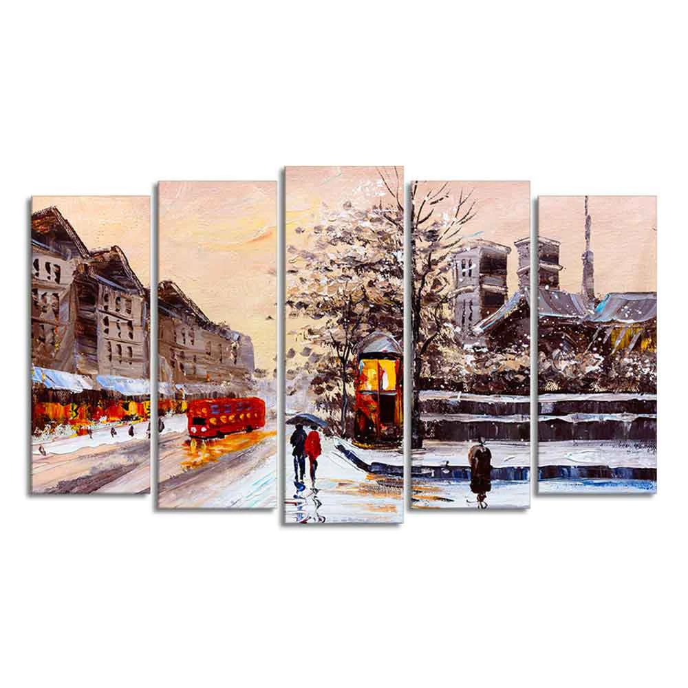 Street View of London Premium Wall Painting of Five Pieces - Image 4