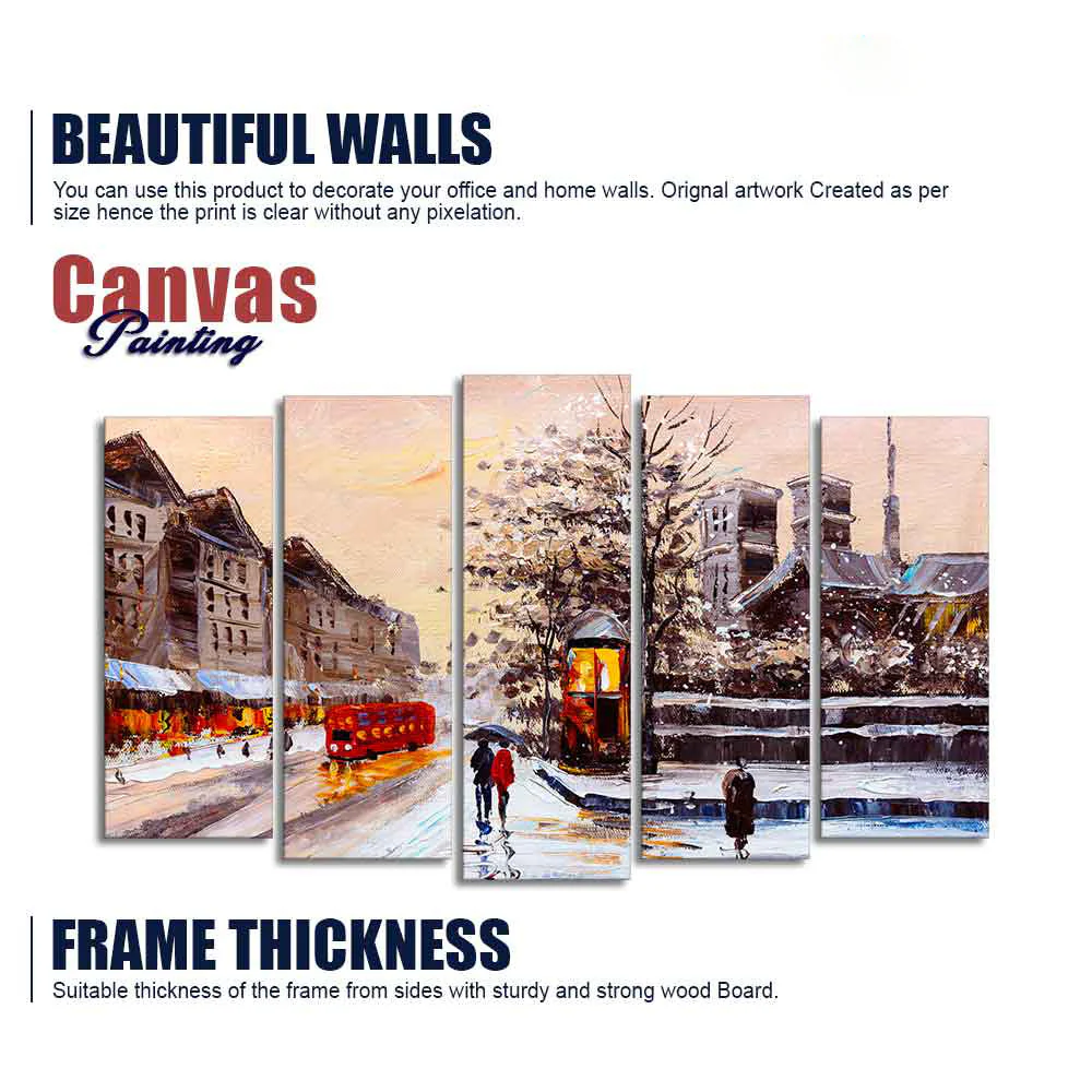 Street View of London Premium Wall Painting of Five Pieces - Image 6