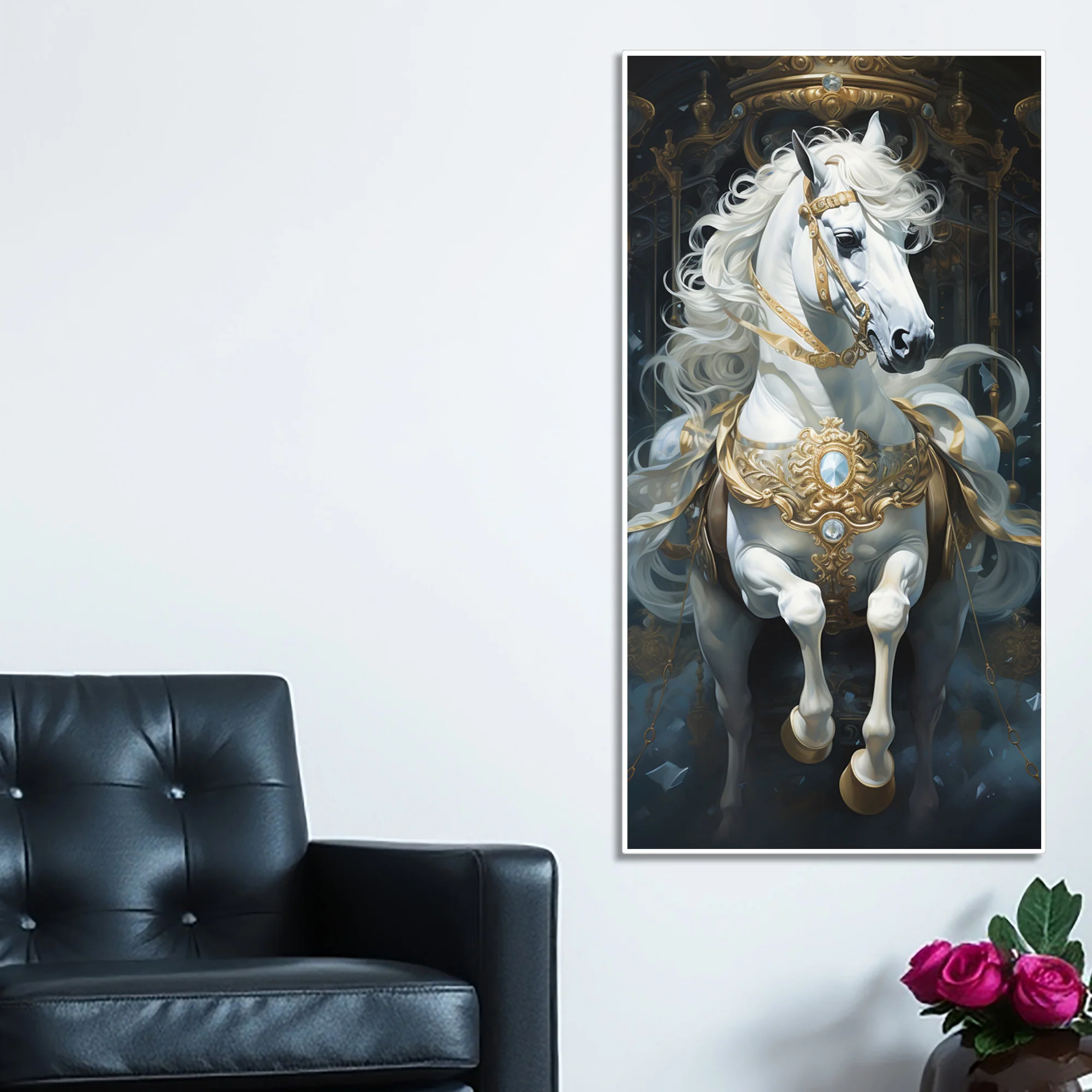 Stunning White Horse Premium Art Canvas Wall Painting - Image 2