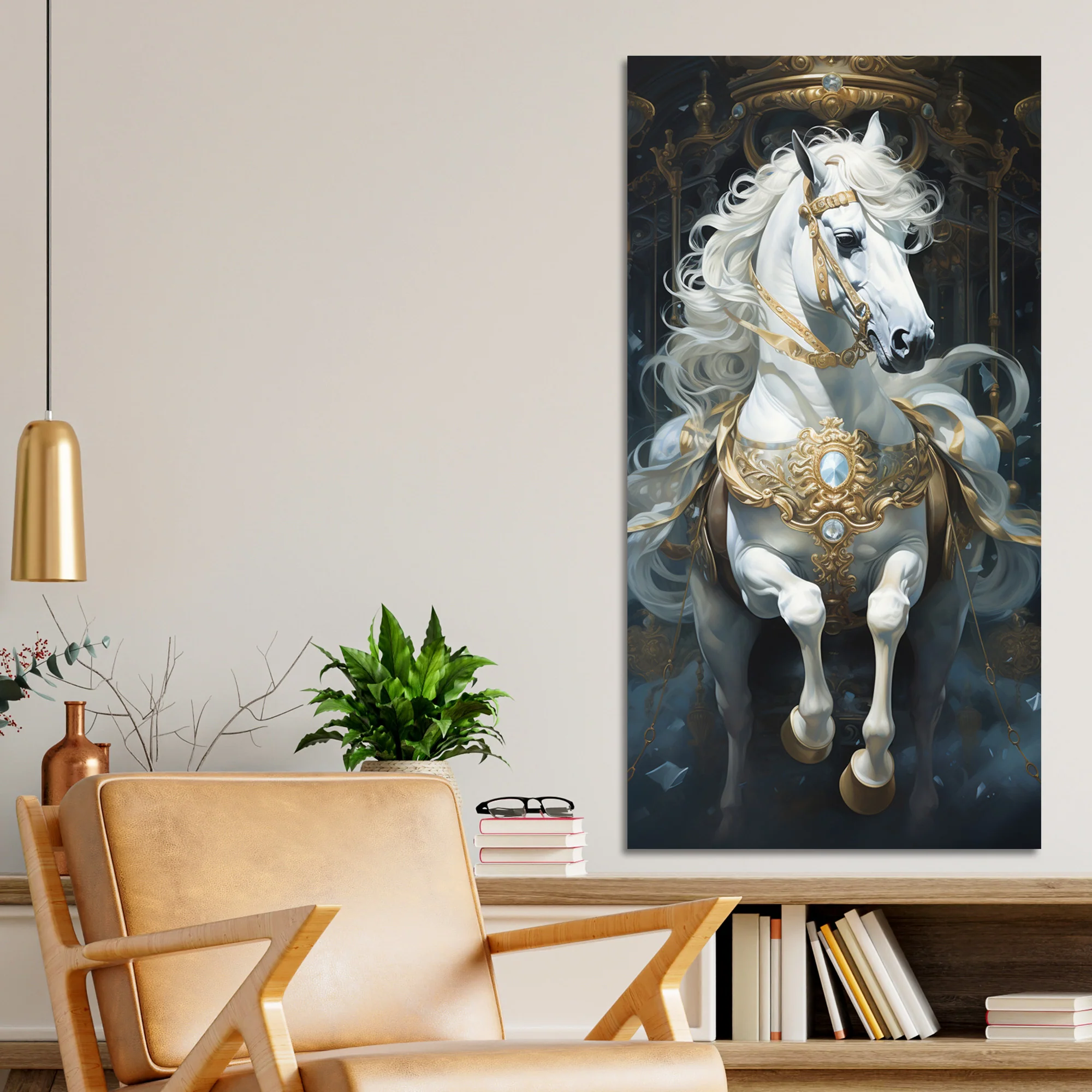 Stunning White Horse Premium Art Canvas Wall Painting - Image 3