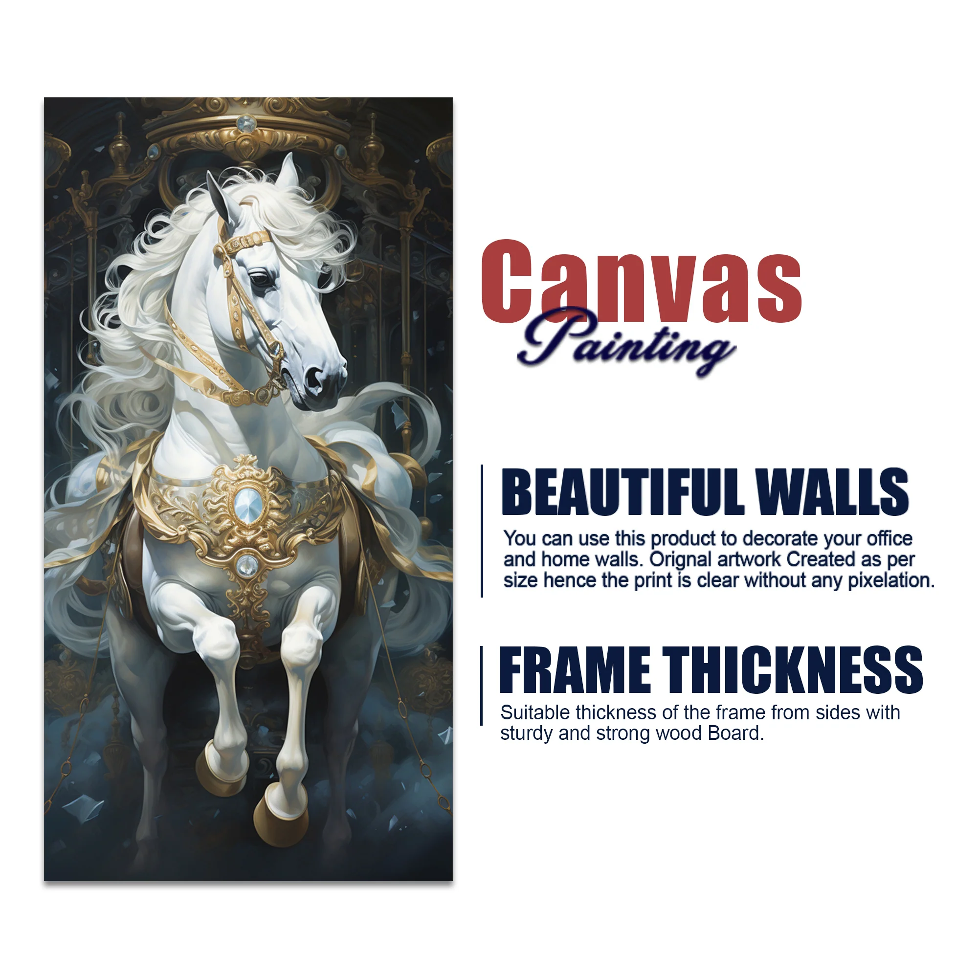 Stunning White Horse Premium Art Canvas Wall Painting - Image 5